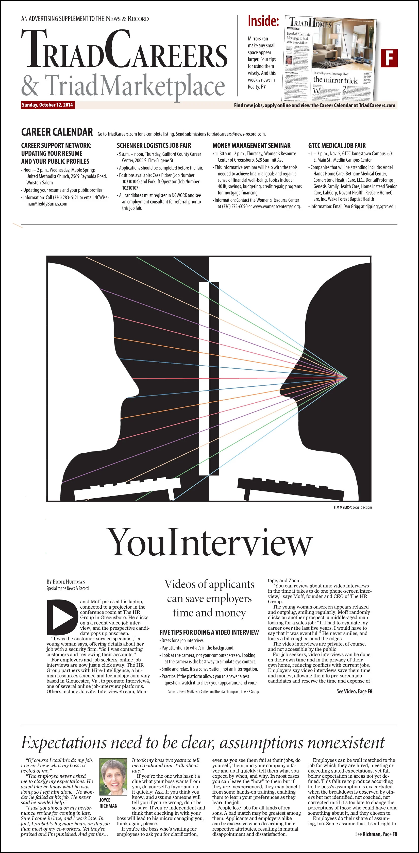 In the hiring process, some employers are utilizing videos to screen candidates. A Greensboro firm is helping companies learn and use the system. I created the illustration instead of photographing computer screens in some fashion. I also wrote the …