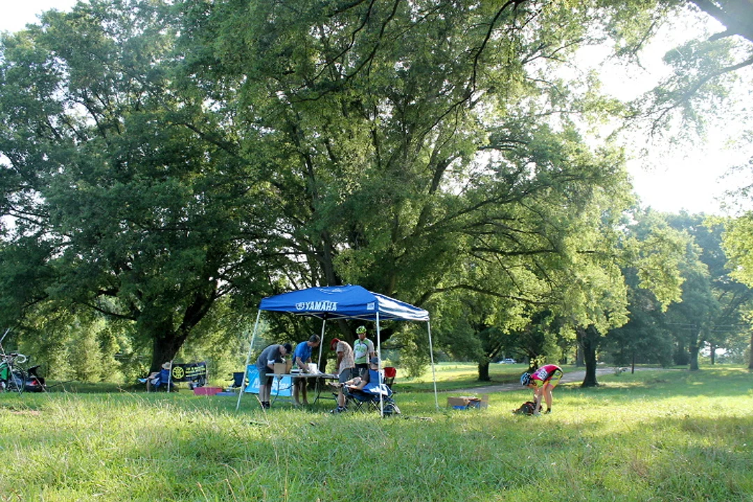 The entry table at the start of the day.