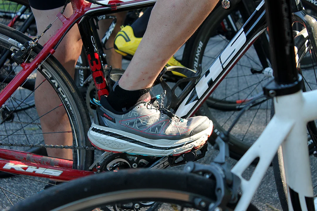 When he forget his shoes and pedals, Jesse Keicher of Durham raced it anyway.