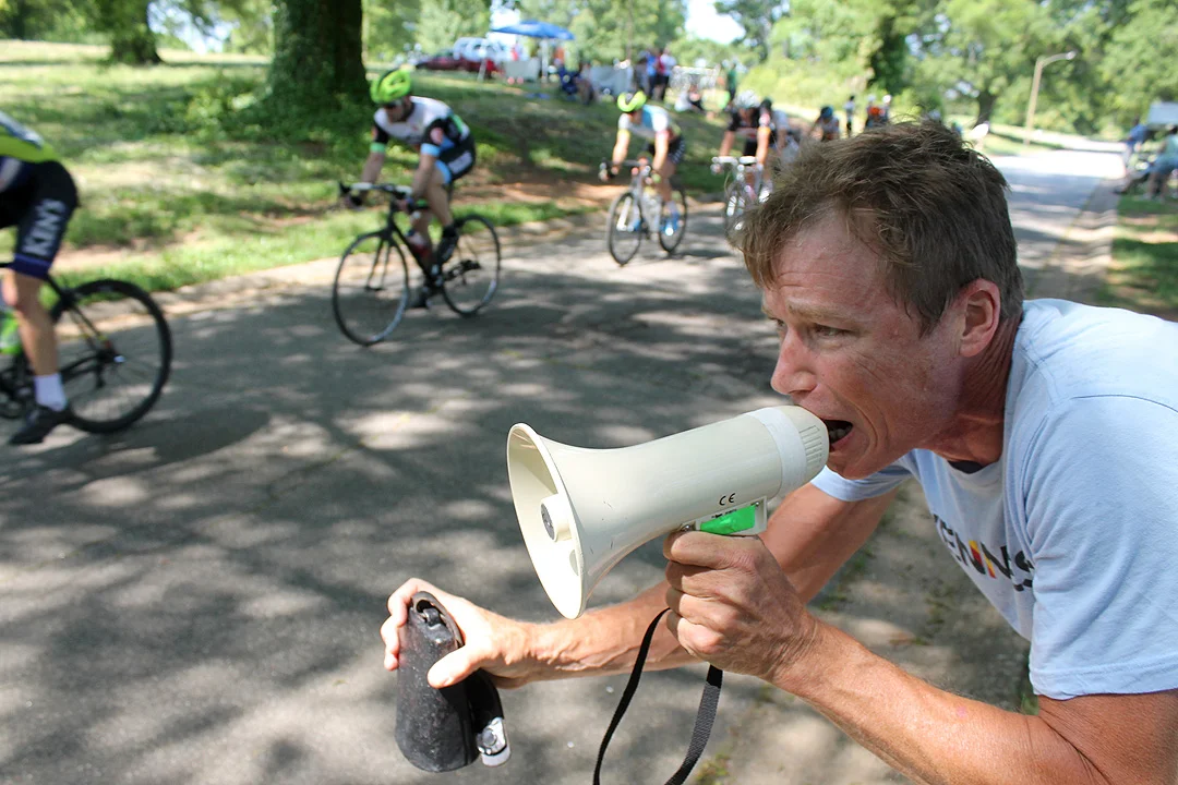 Bryan Hoffman of Raleigh cheers on the field.