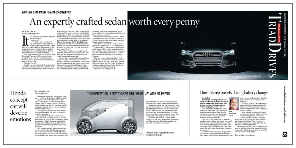 A routine weekly cars page that I turned into something artistic and graphic.