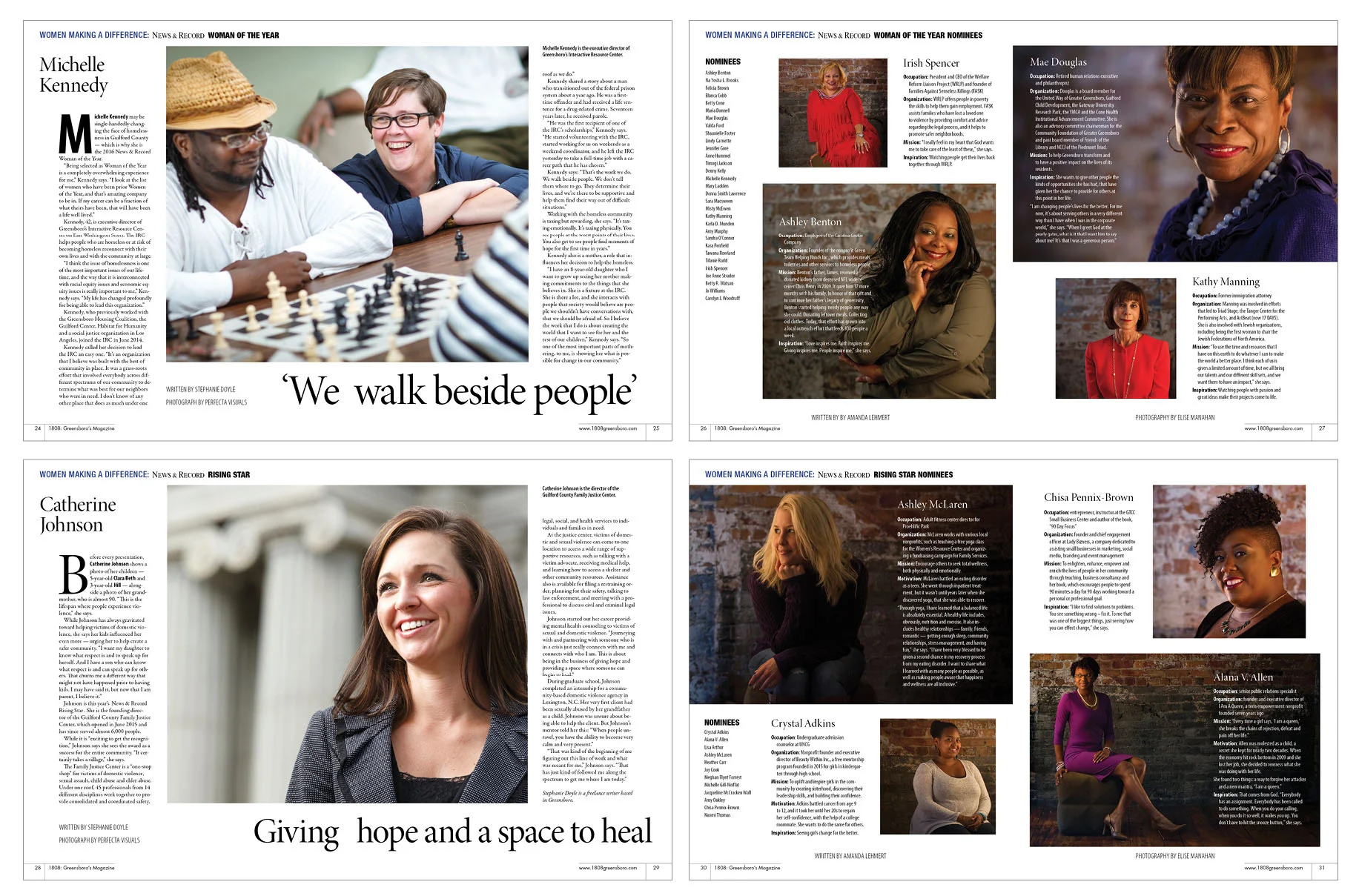 One of the larger annual editions of 1808 is centered around The Women of the Year. These pages featured the winners and nominees of the two categories. The second-page portraits were done in a Bill Coupon-esque style, which I suggested to the edito…