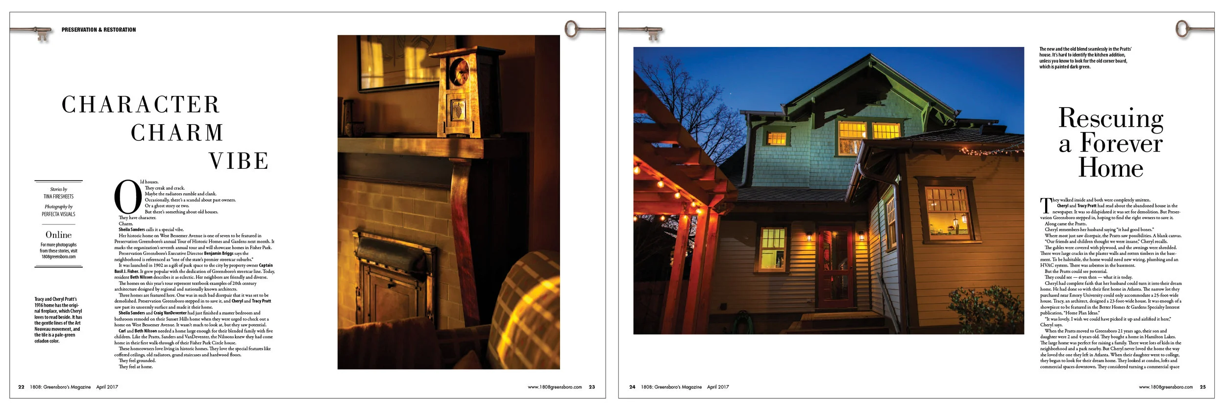 April was the annual "Homes Issue." We features three homes that will be on a tour. Photography was by Perfecta Visuals, a Greenboro-based team of ex-newspaper photographers.