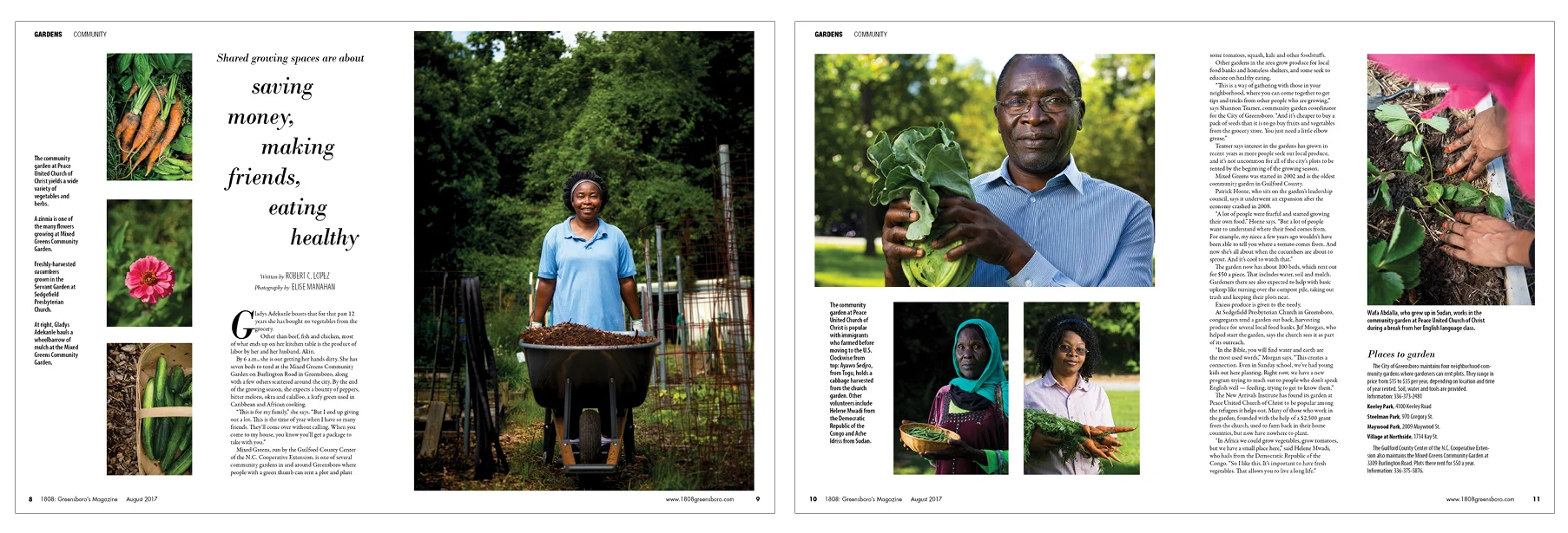 Gardens of every type and flavor were on tap for August. These are the first spreads from that material, focusing on community gardens. Our photographer brought back a myriad of images for this and the following spreads on, see below, ....