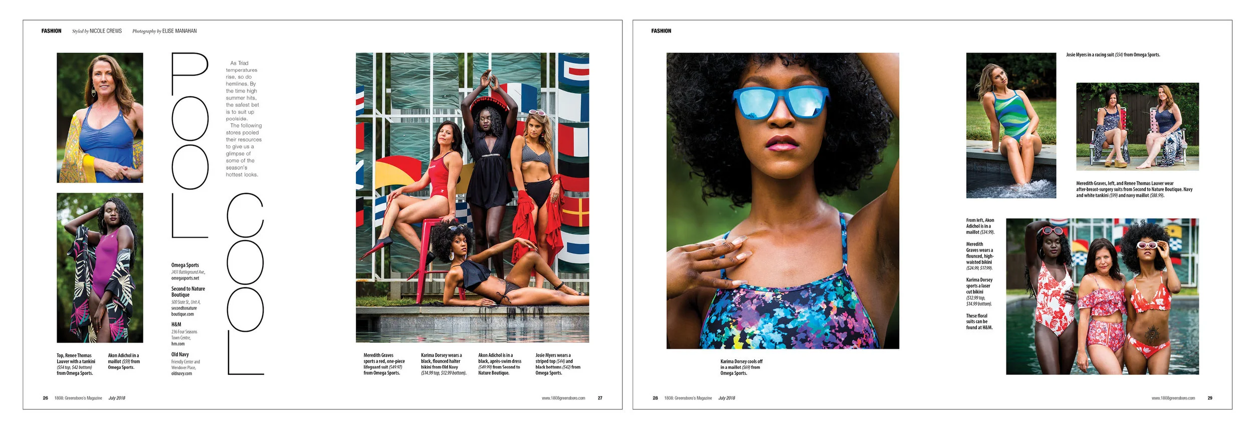 Our fashion columnist lined clothes and models for a spread on swimsuits.