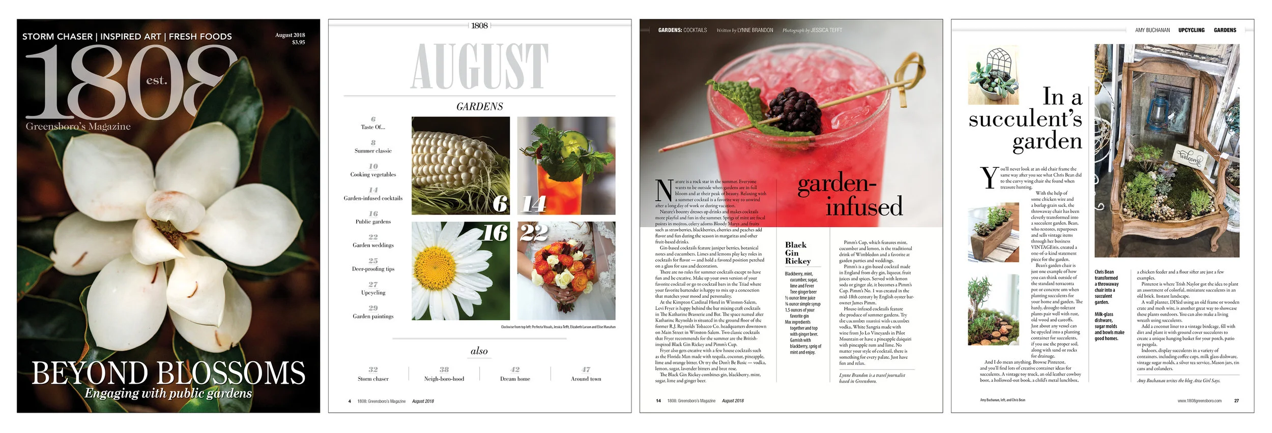 An annual theme for August is "gardens." We focus on different aspects every year, from vegetable to backyard decorative to public. Our photographer had a wide selection of flower images. There was a healthy conversation about which direction was ri…