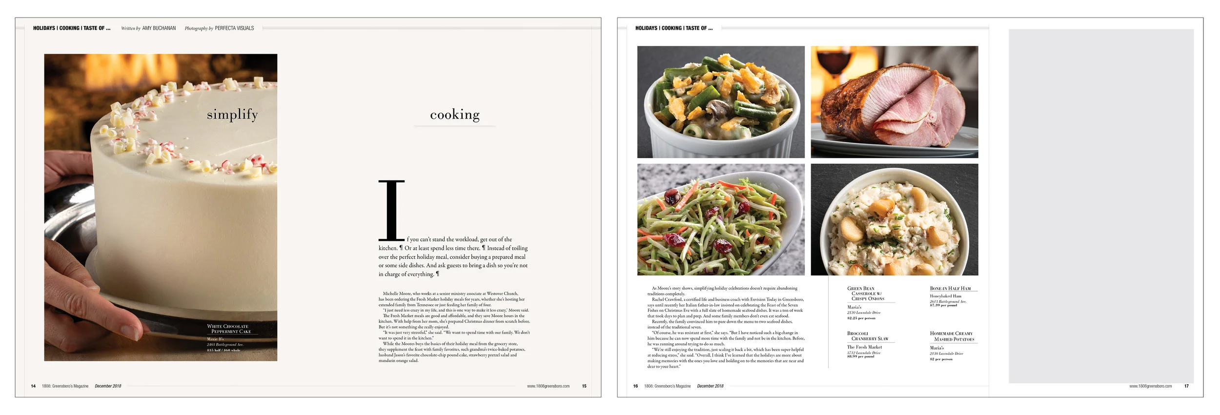 The second story of the magazine, simplifying cooking and entertaining by utilizing take-out food, mirrored the first. This also served as our monthly “Taste of…” piece, which looks at similarly-themed dishes from area restaurants. The gray box is s…