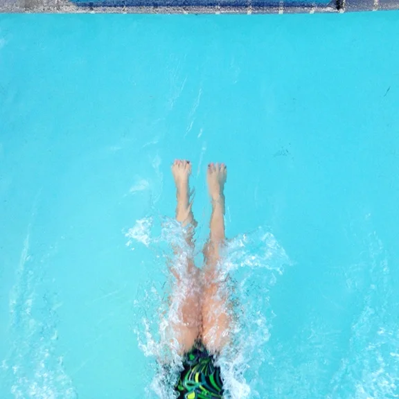 A member of my children's swim team during a practice.