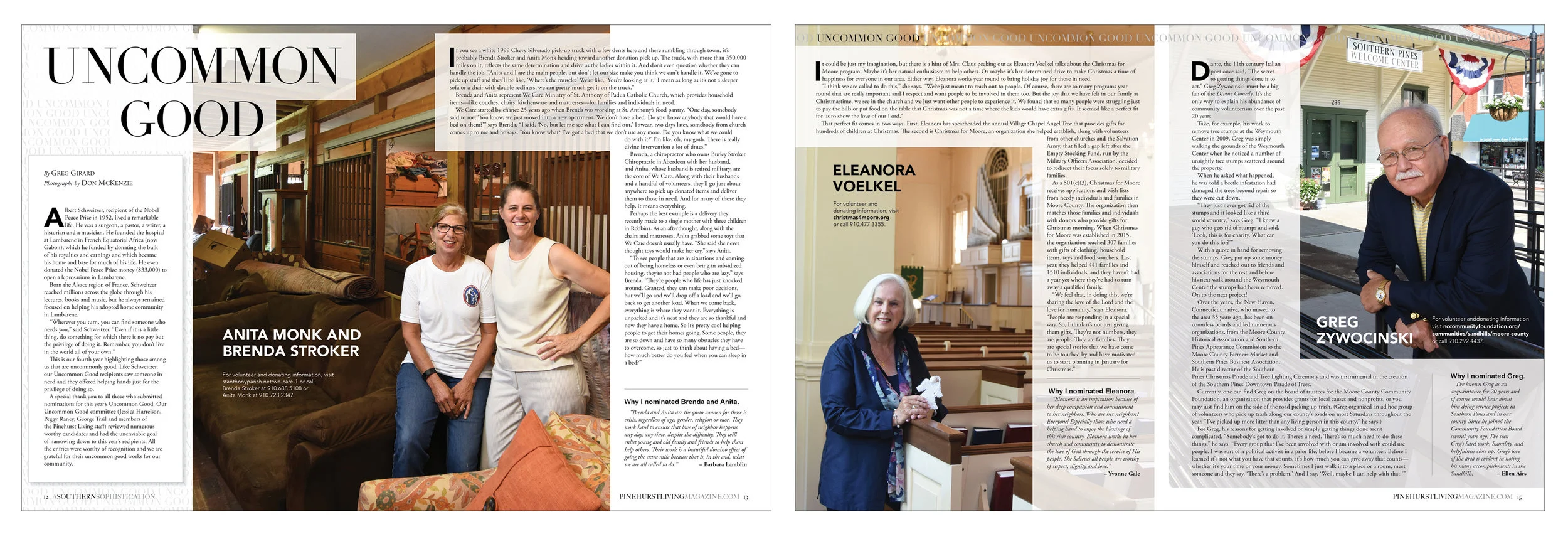 The main package for the month was the annual “Uncommon Good” series of profiles. These people are noted for their upstanding contributions to the county.