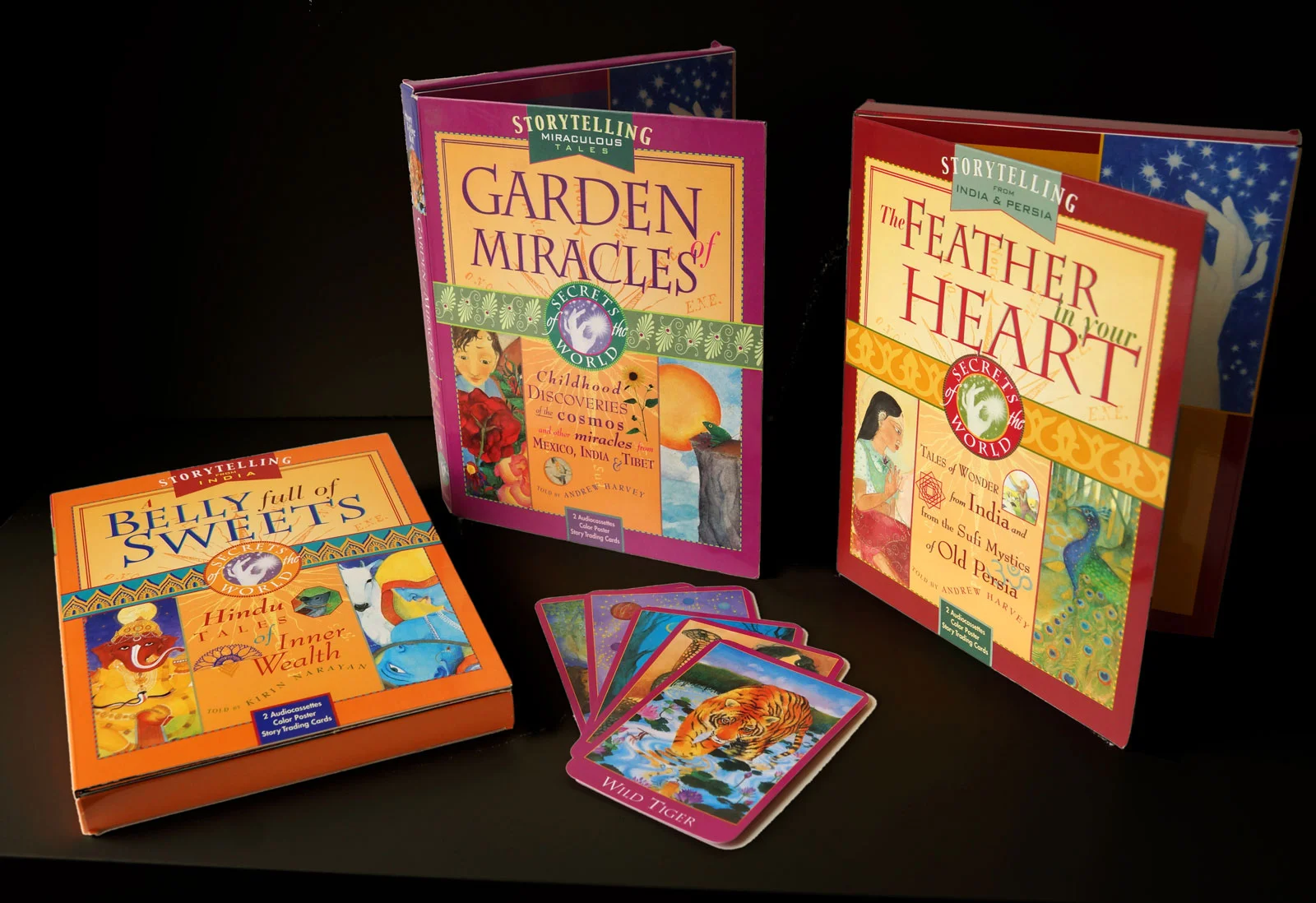 Each package contained a poster with a map showing the provenance of the story, a series of playing cards displaying the various characters, and the audio recording