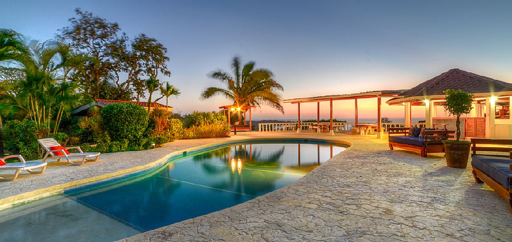 Pool area at night