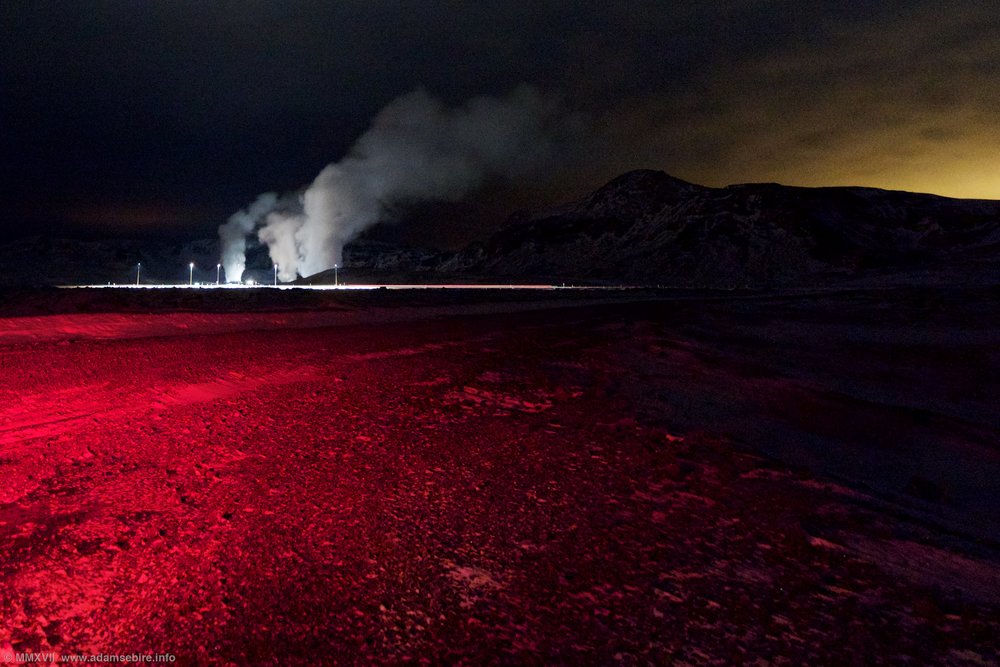 Hellisheiði geothermal power plant, seen from the CarbFix1 climate engineering pilot site