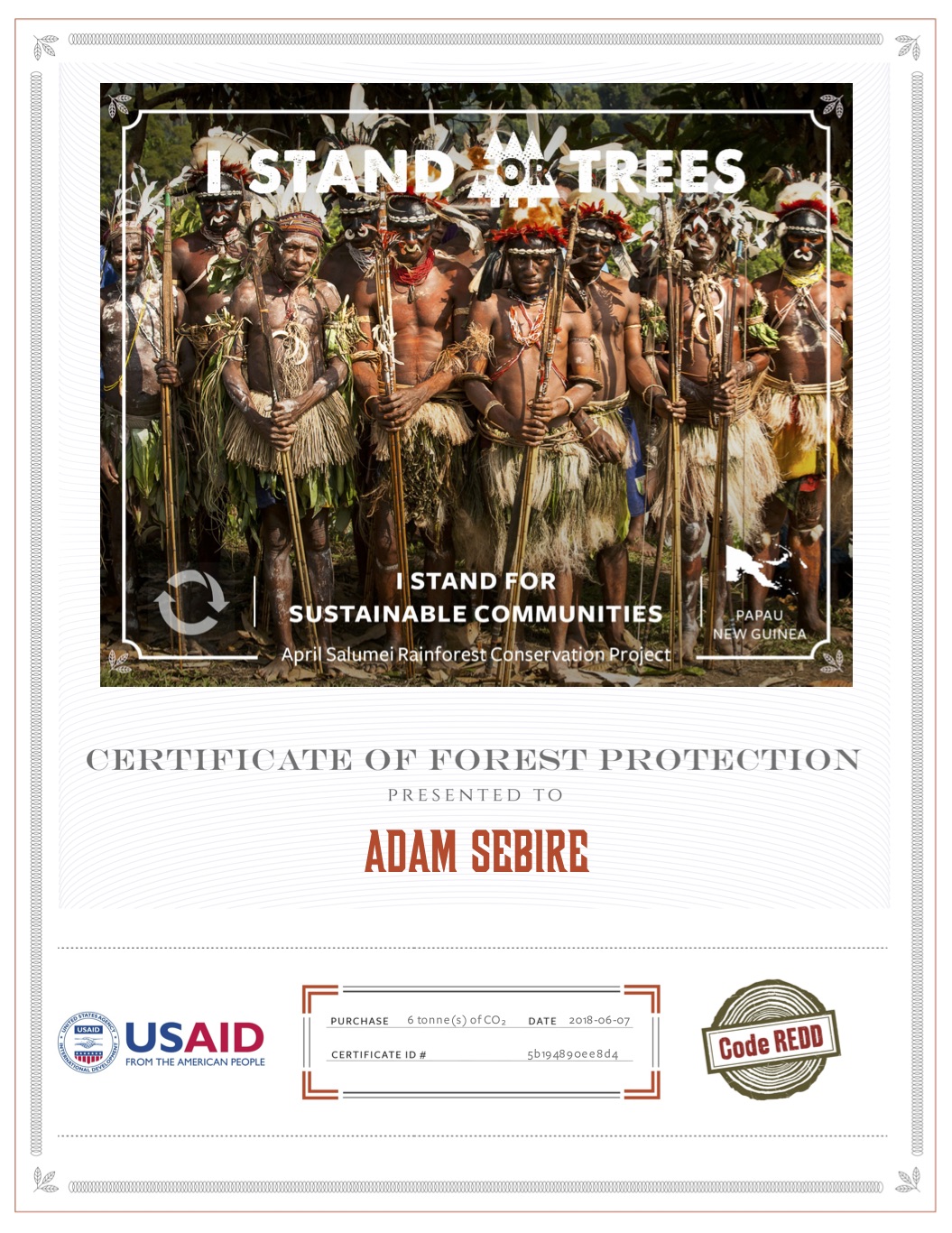 Carbon offset certificate