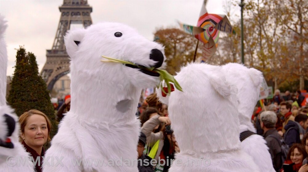 Paris COP21 polar bear protesters.jpg