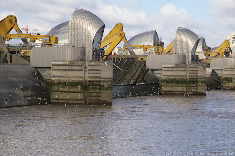 Thames River Flood Barriers are raised