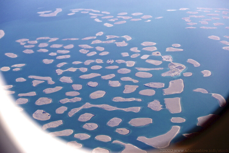 Flying over "The World" — large scale terraforming off Dubai