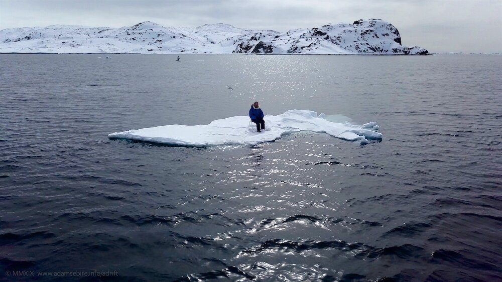 Man on sea-ice iceberg