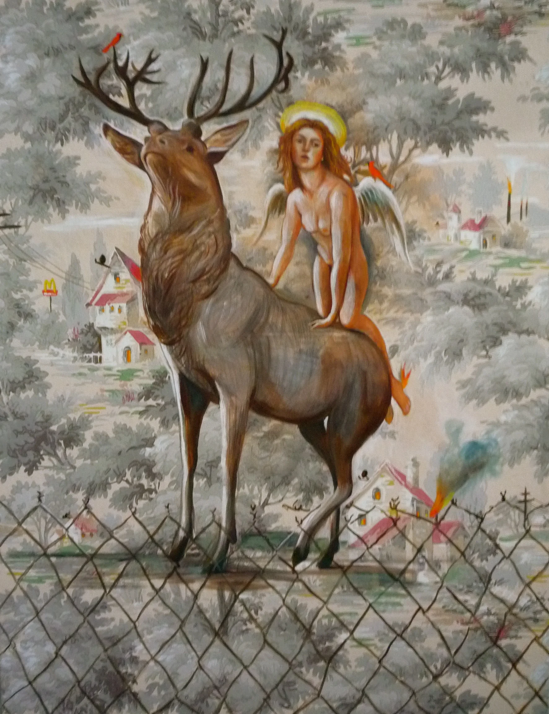 Angel, Deer & Chain Link Fence