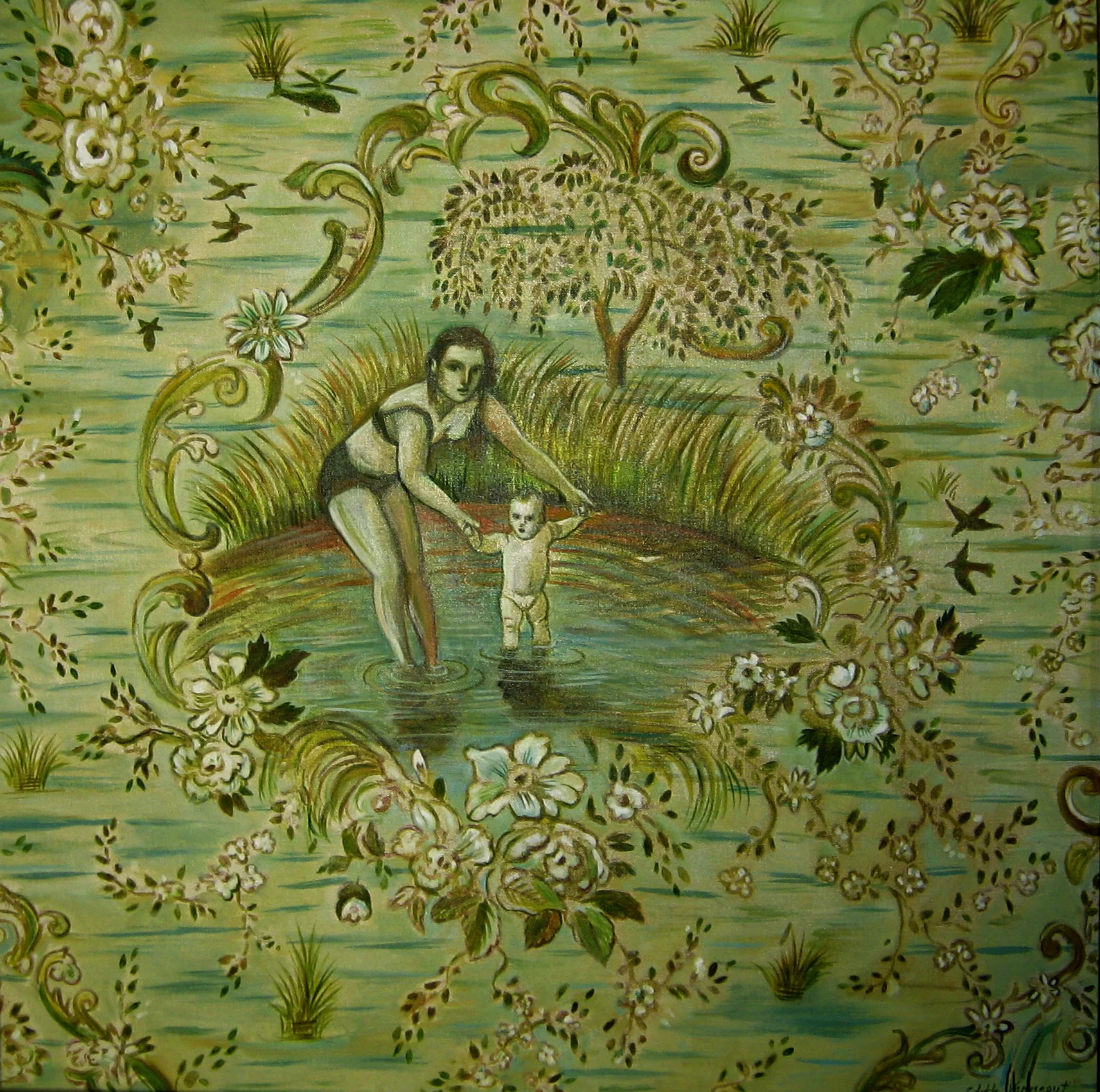 Mother, Child in Tidal Pool