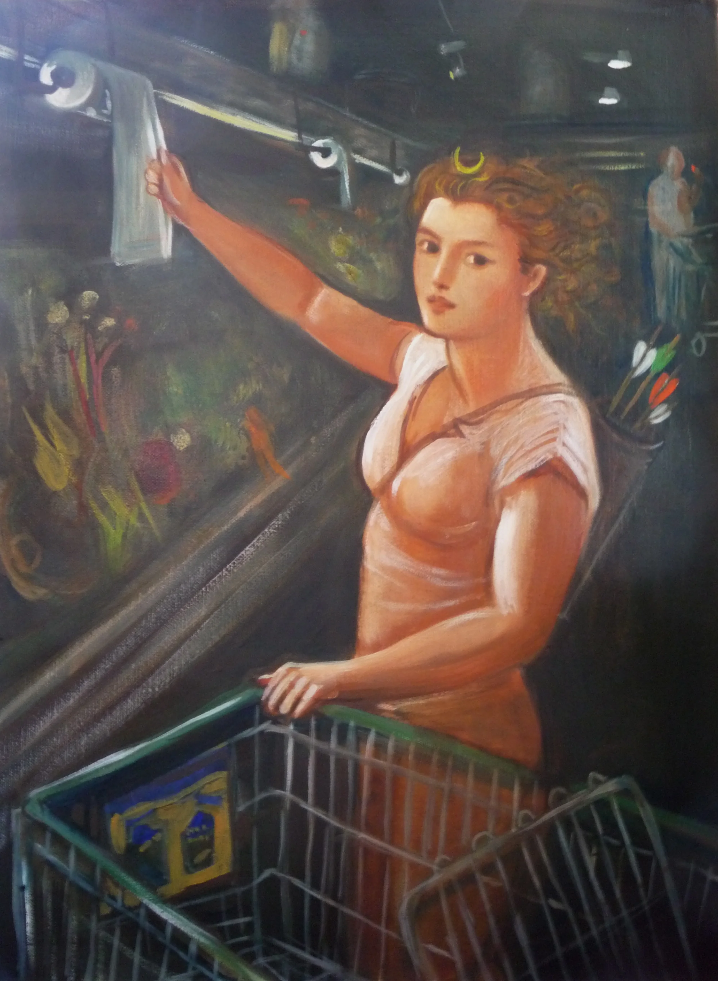 Reaching for plastic bag