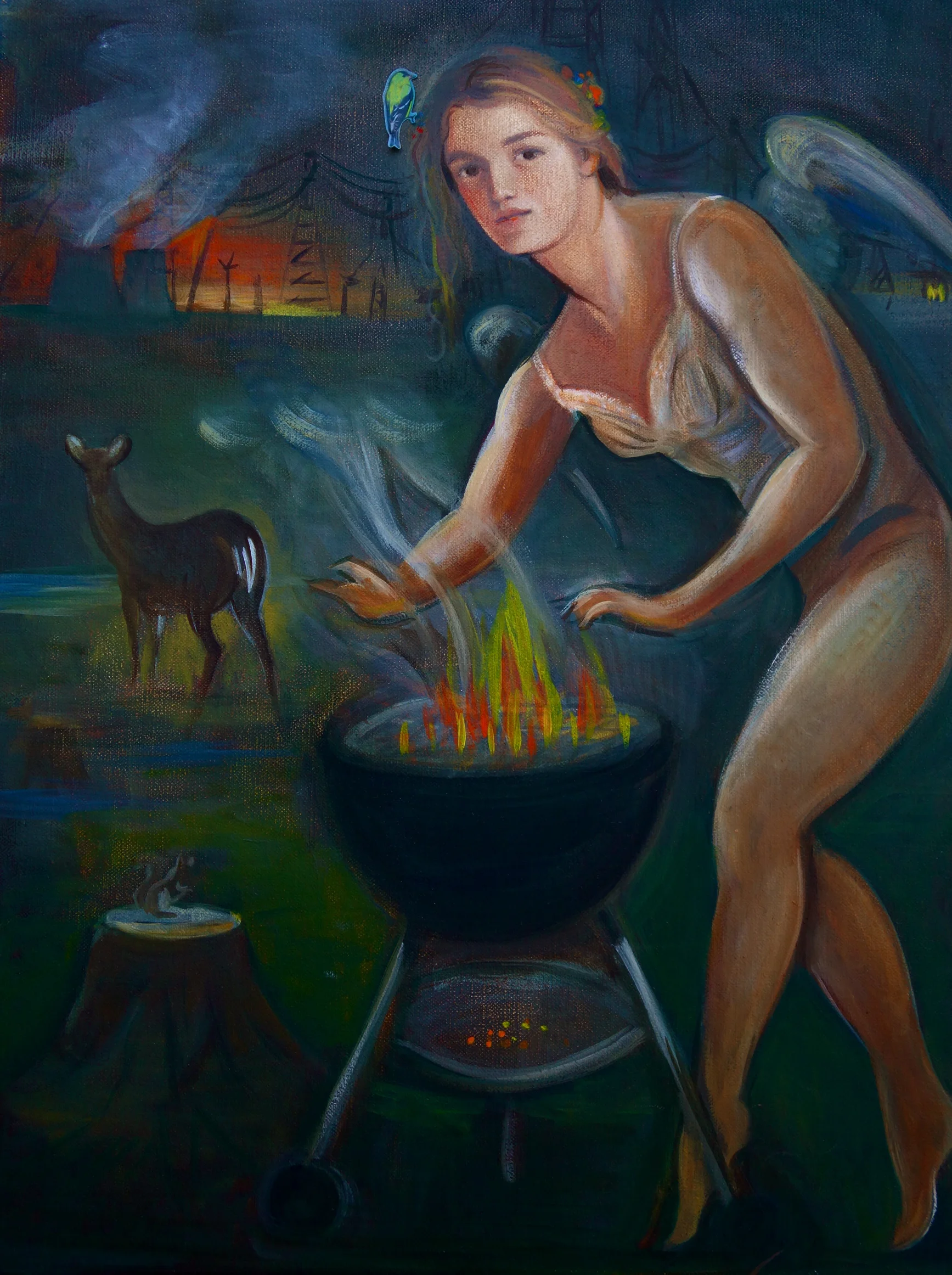 Ange, Weber Grill at night
