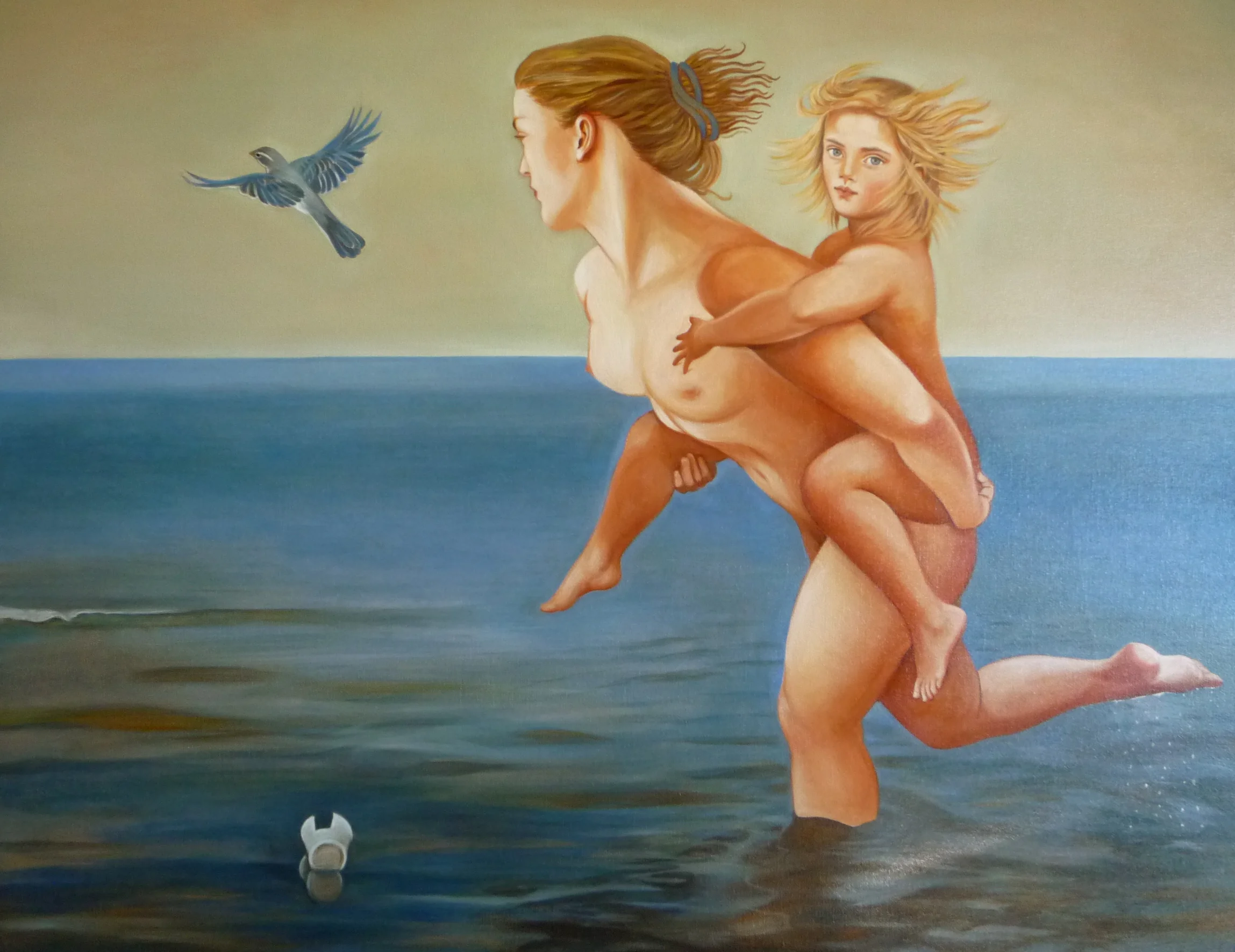 Blue bird, styrofoam cup and Hazel