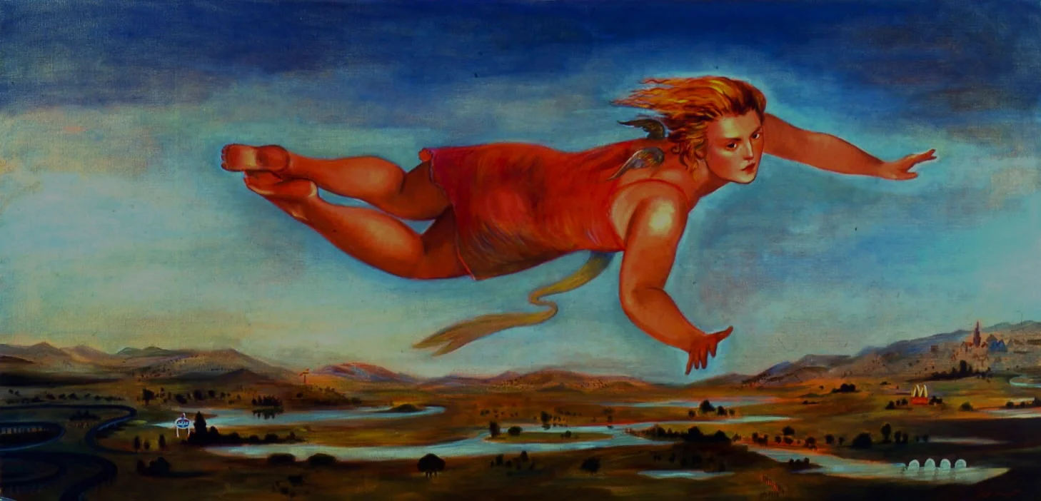 Self portrait Flying over Landscape