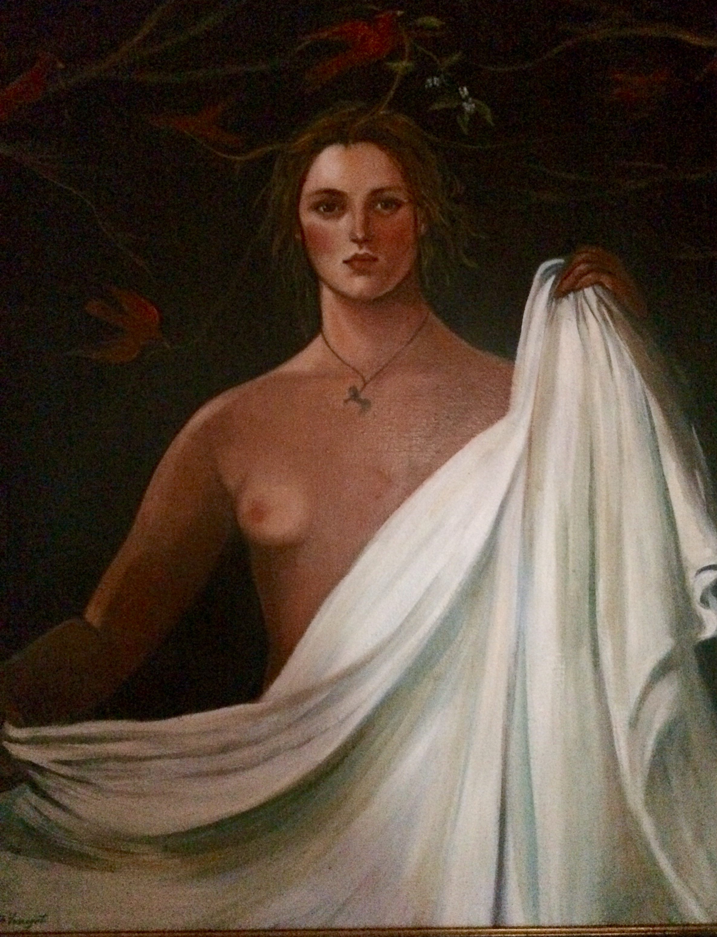 Woman with Sheet and Cardinals