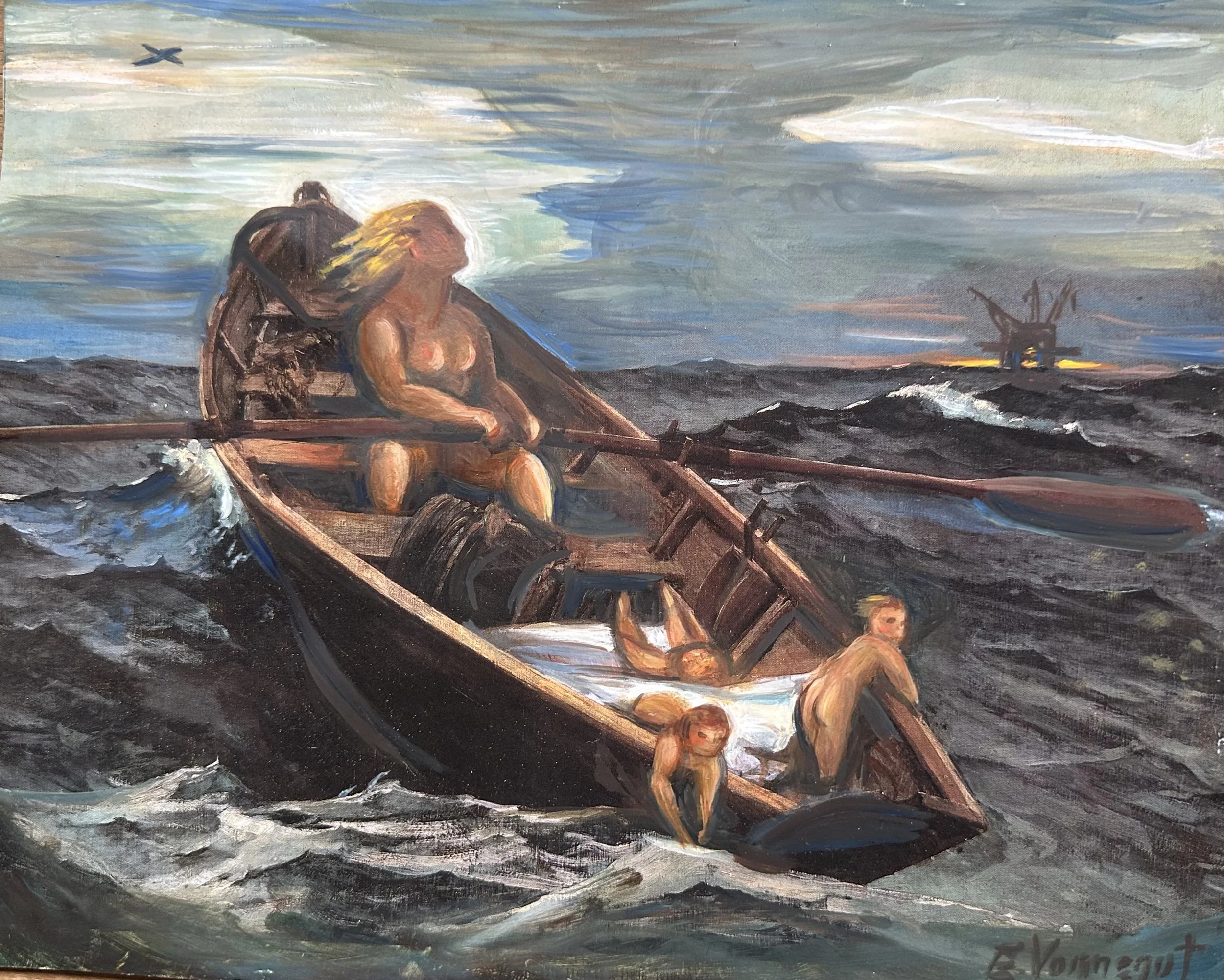 Mother at sea with children