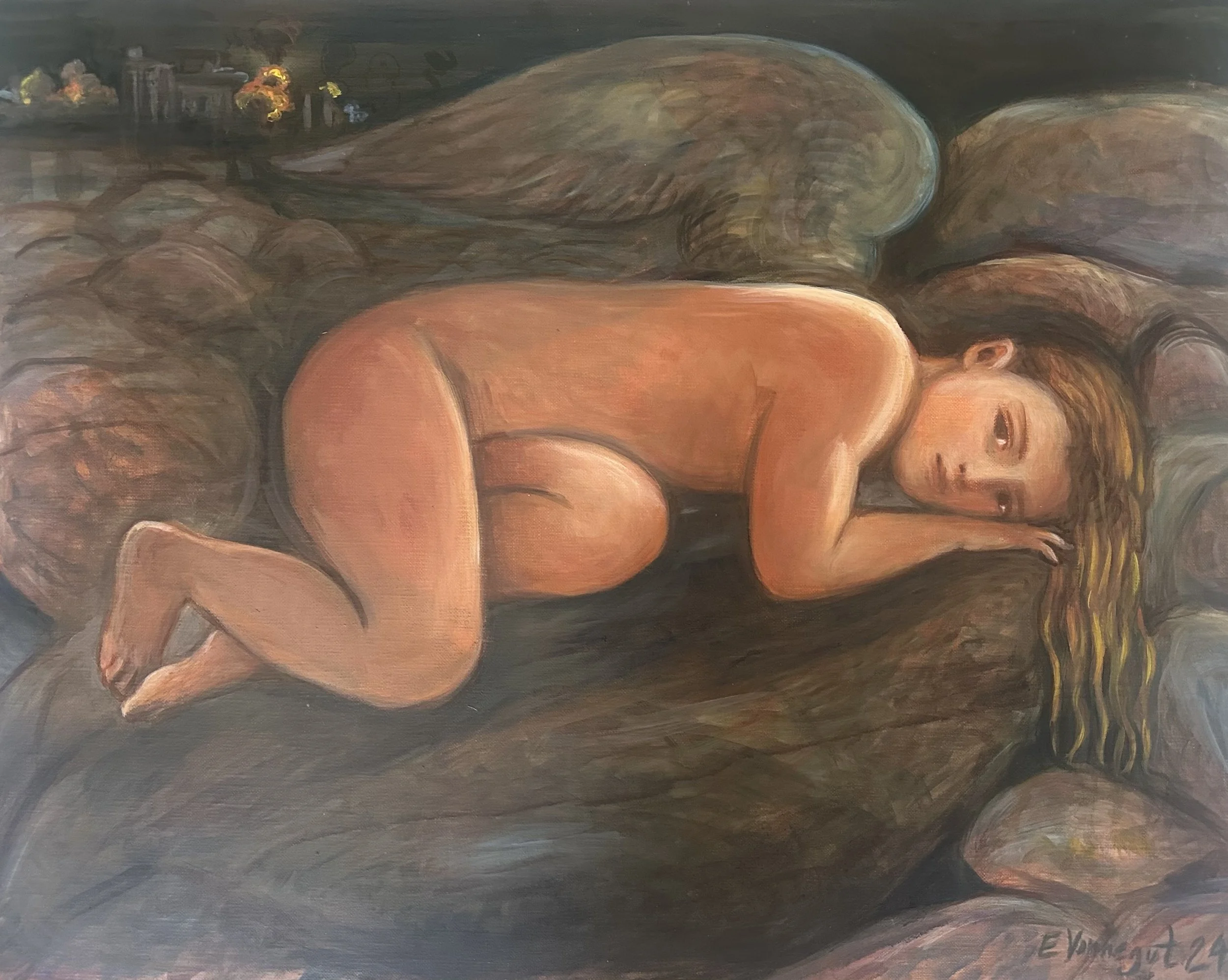 Angel seeking shelter