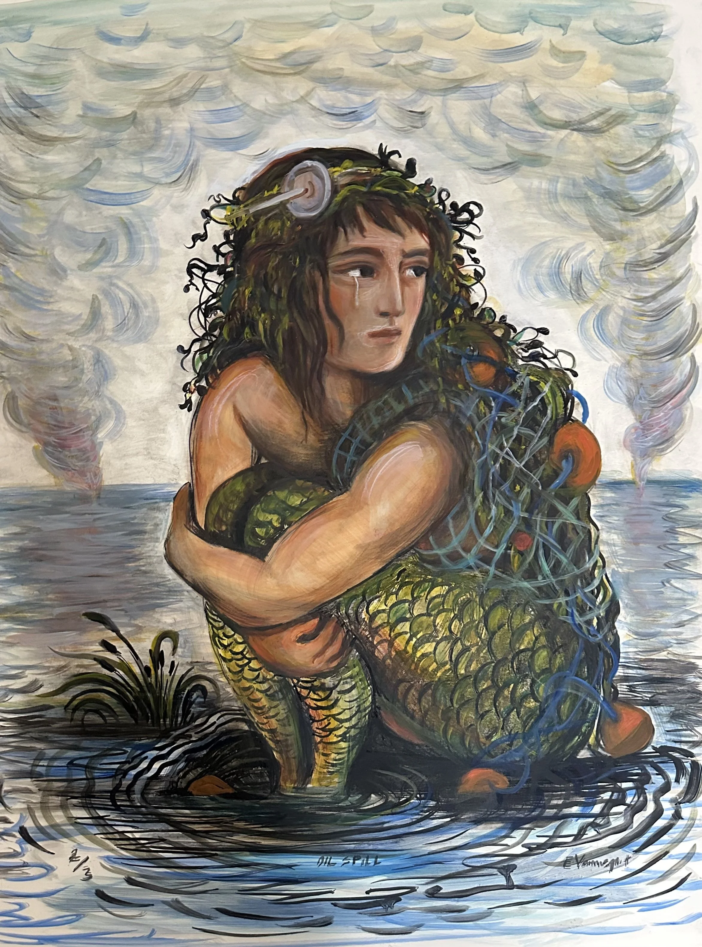 Mermaid in tears, bound
