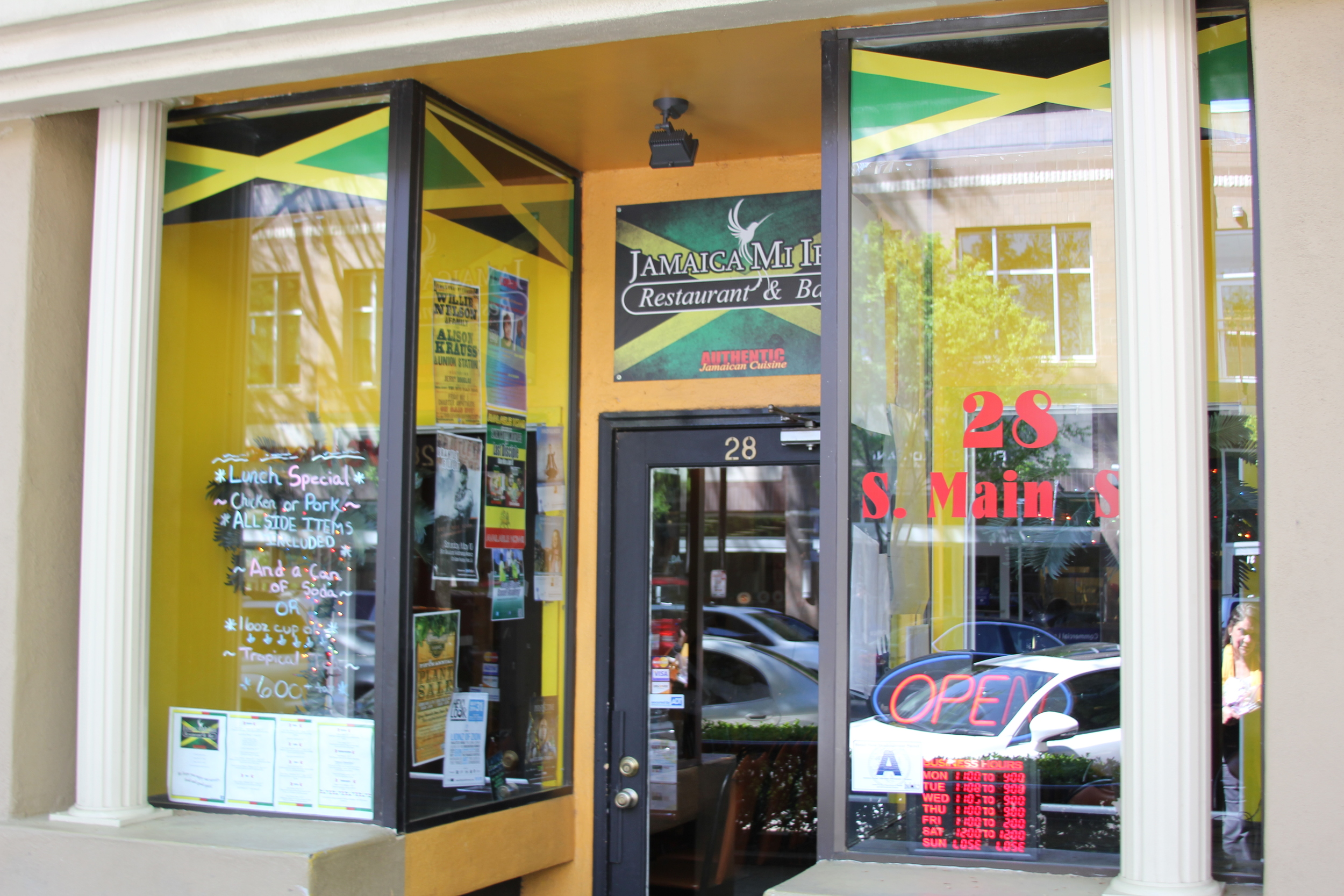 28 S Main St., in the heart of downtown Greenville; pictured below; Anthony Anderson stops by Mi Irie.