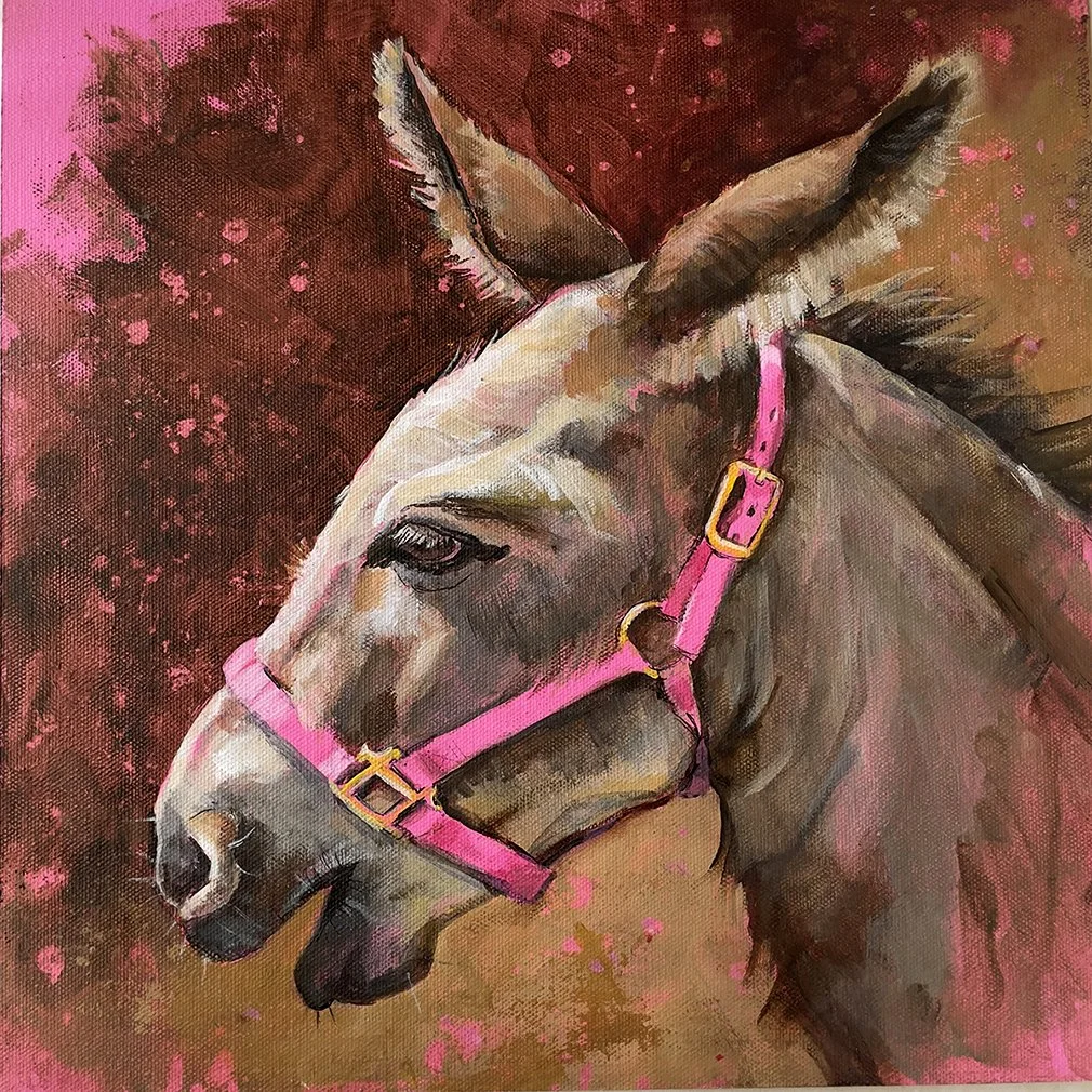 Good Donkey Energy 12 x 12 inches Acrylic on Linen