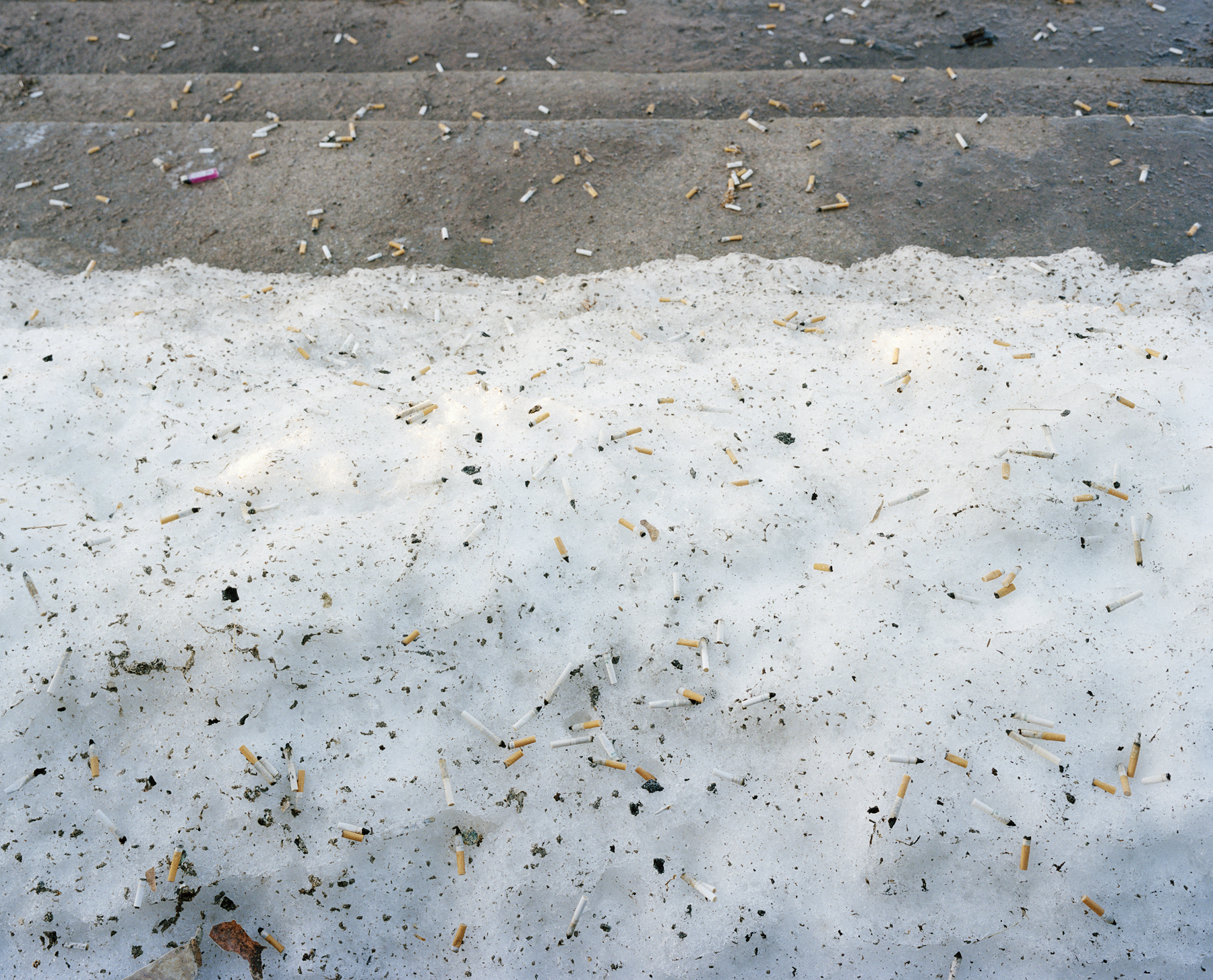    Cigarette Butts on Sunday Morning, Cleveland, NY.   , 2007    Ink jet print, edition of 5 + 2AP    16 x 19 inches  