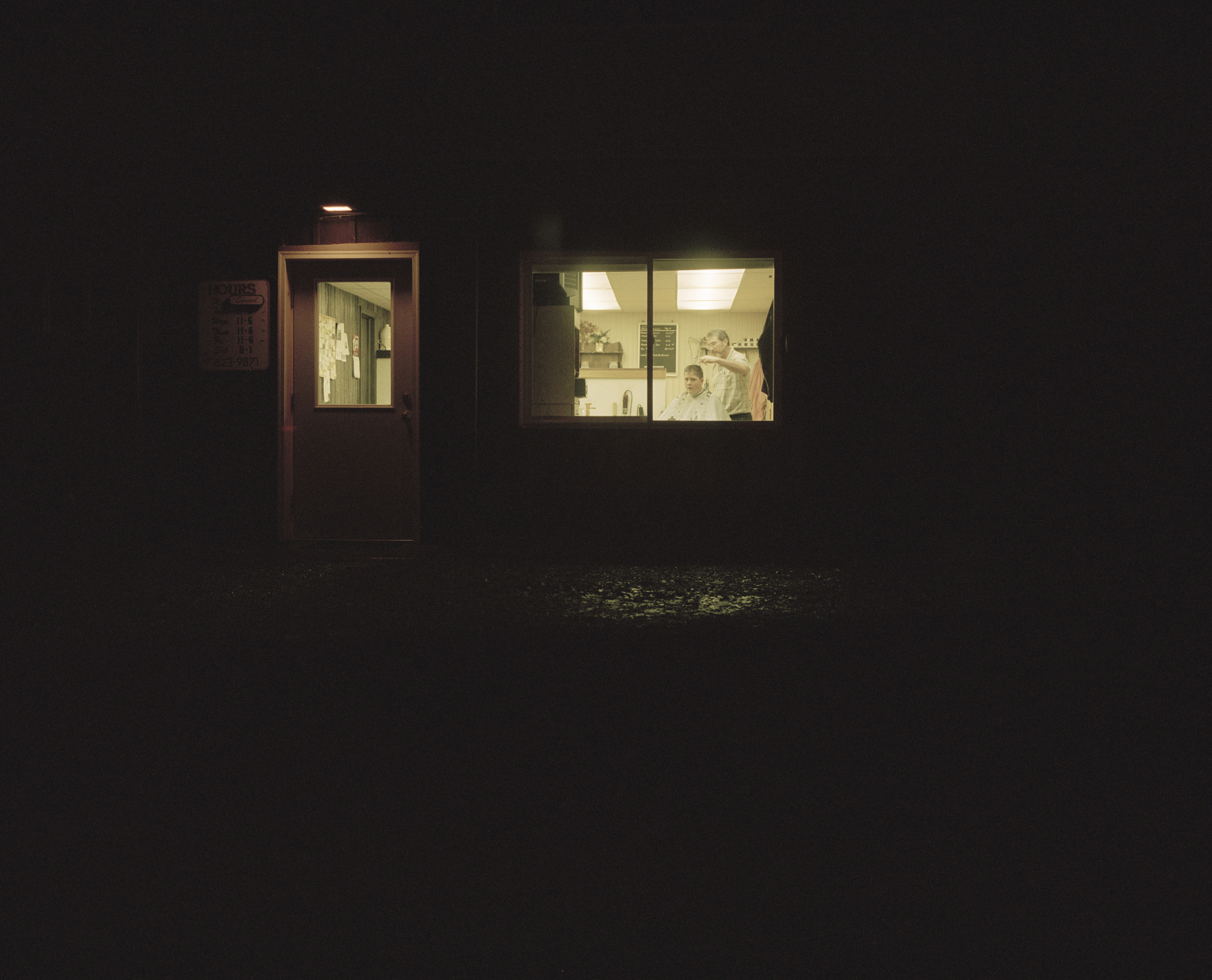 Barber Shop at Night, Constantia, NY., 2007 Ink jet print, edition of 5 + 2AP 9.5 x 11.75 inches