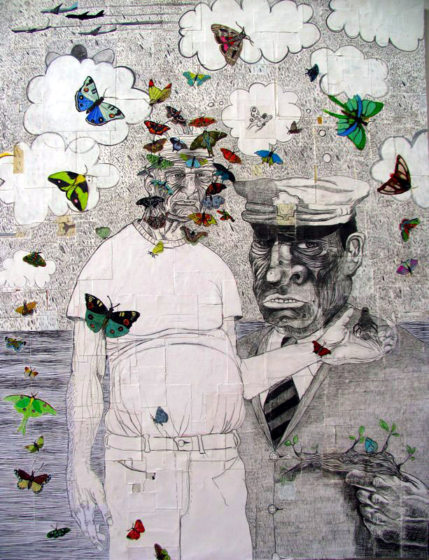 Matt Ernst The Rise of Militant Butterflies, 2006 Mixed media on canvas 54 x 60 inches
