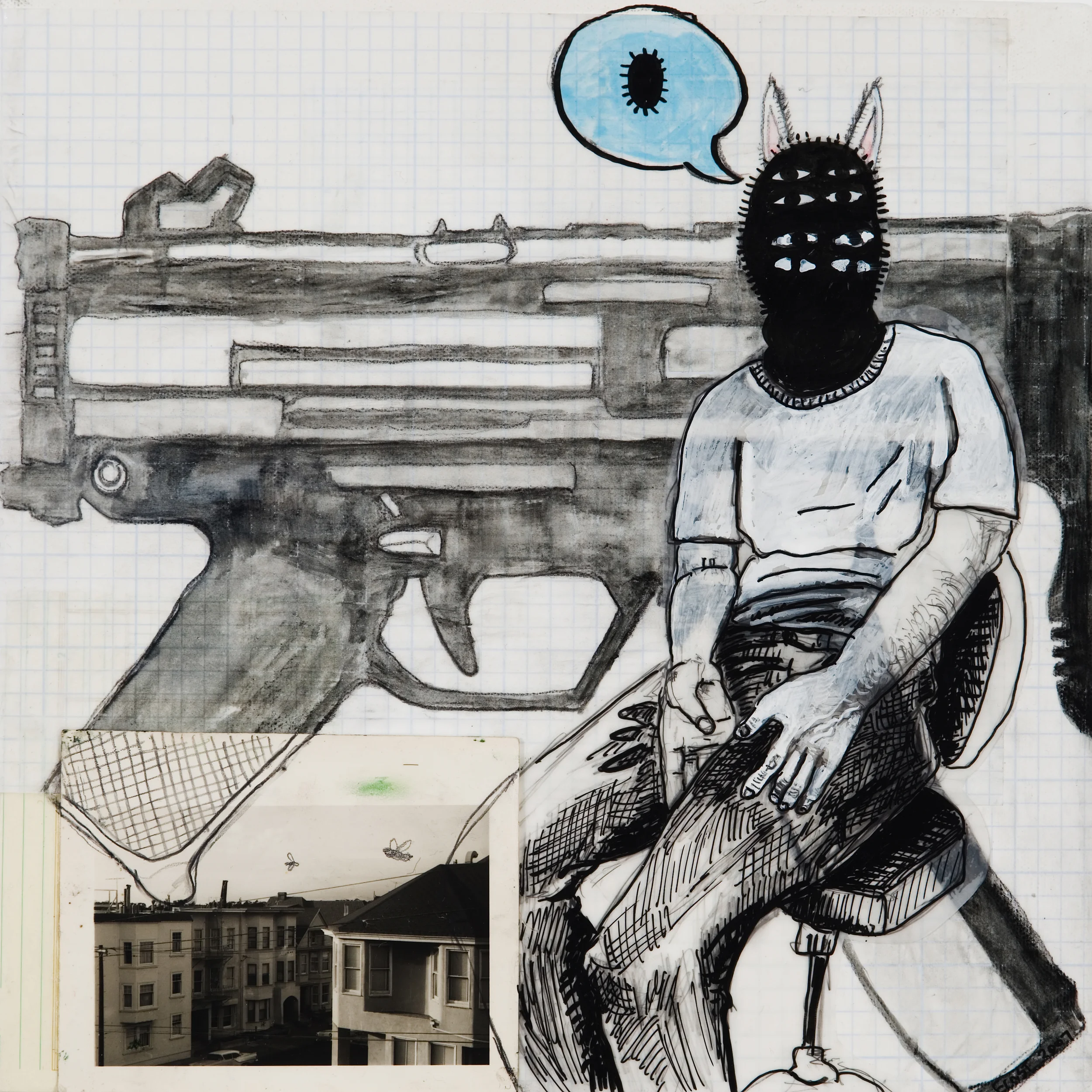 Matt Ernst Sitting, Thinking , 2007 Mixed media on canvas 12 x 12 inches