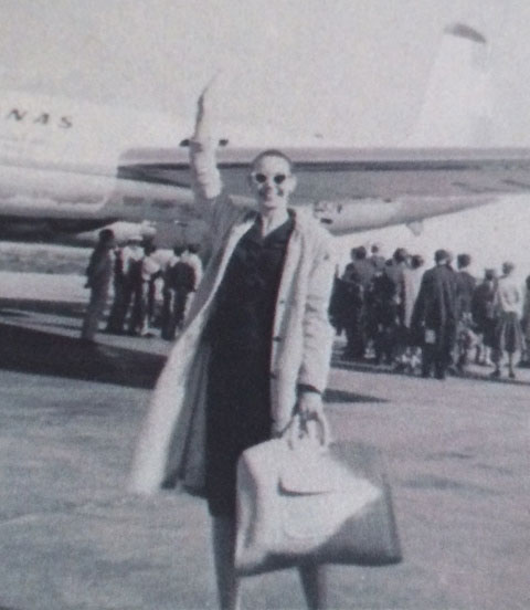Judith Lenore Latimer in the 60s flying to perform with José Límon Dance Company.