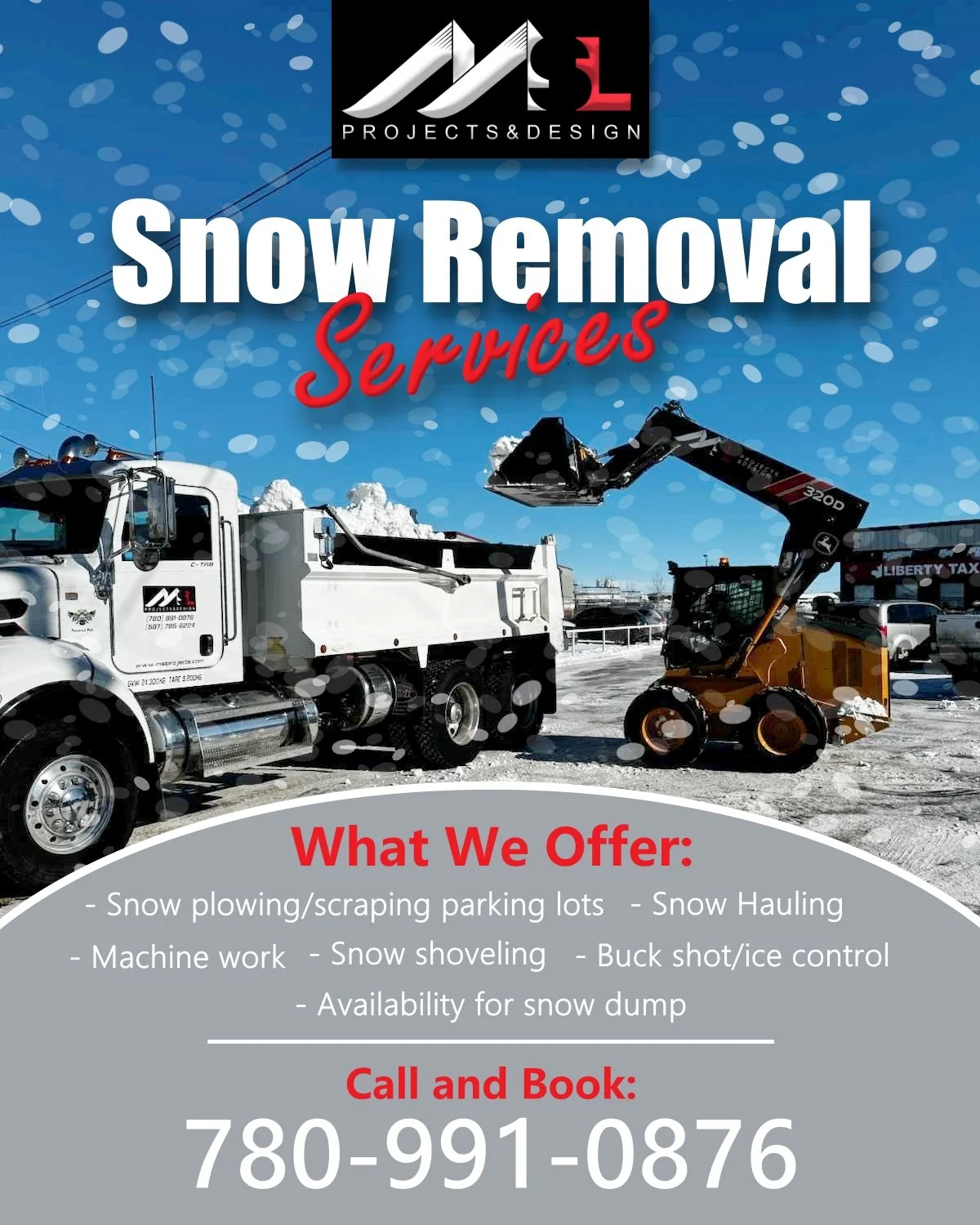 ❄️ Snow problem? We&rsquo;ve got you.
Keeping parking lots, driveways, and walkways clear all winter long. 🚜✨

Give us a call to book your season's snow removal! 
780-991-0876