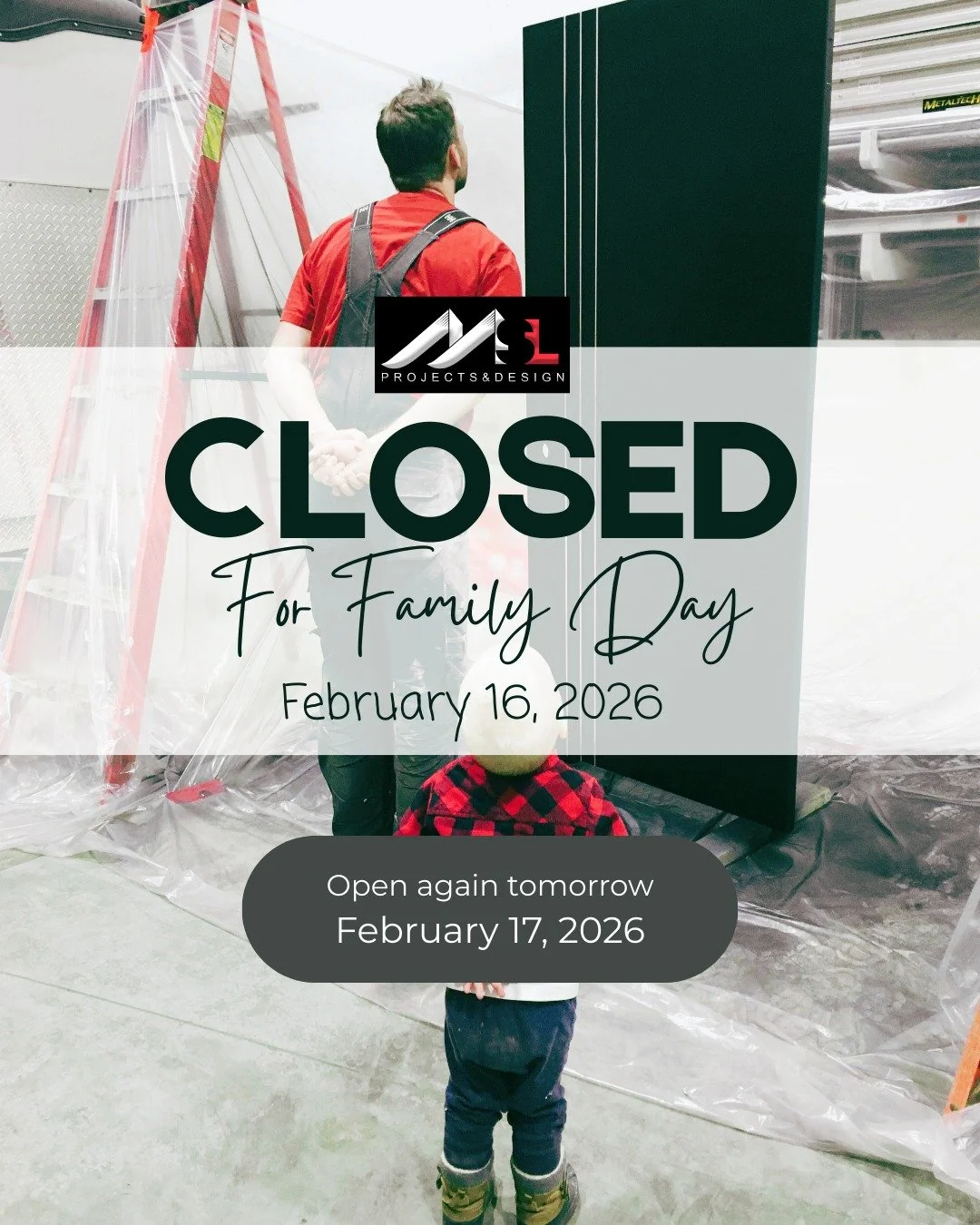 This weekends agenda: Family Time 🏡✨💌

Closed for Family Day&mdash;see you back on site on Tuesday!

Enjoy your time with your loved ones!