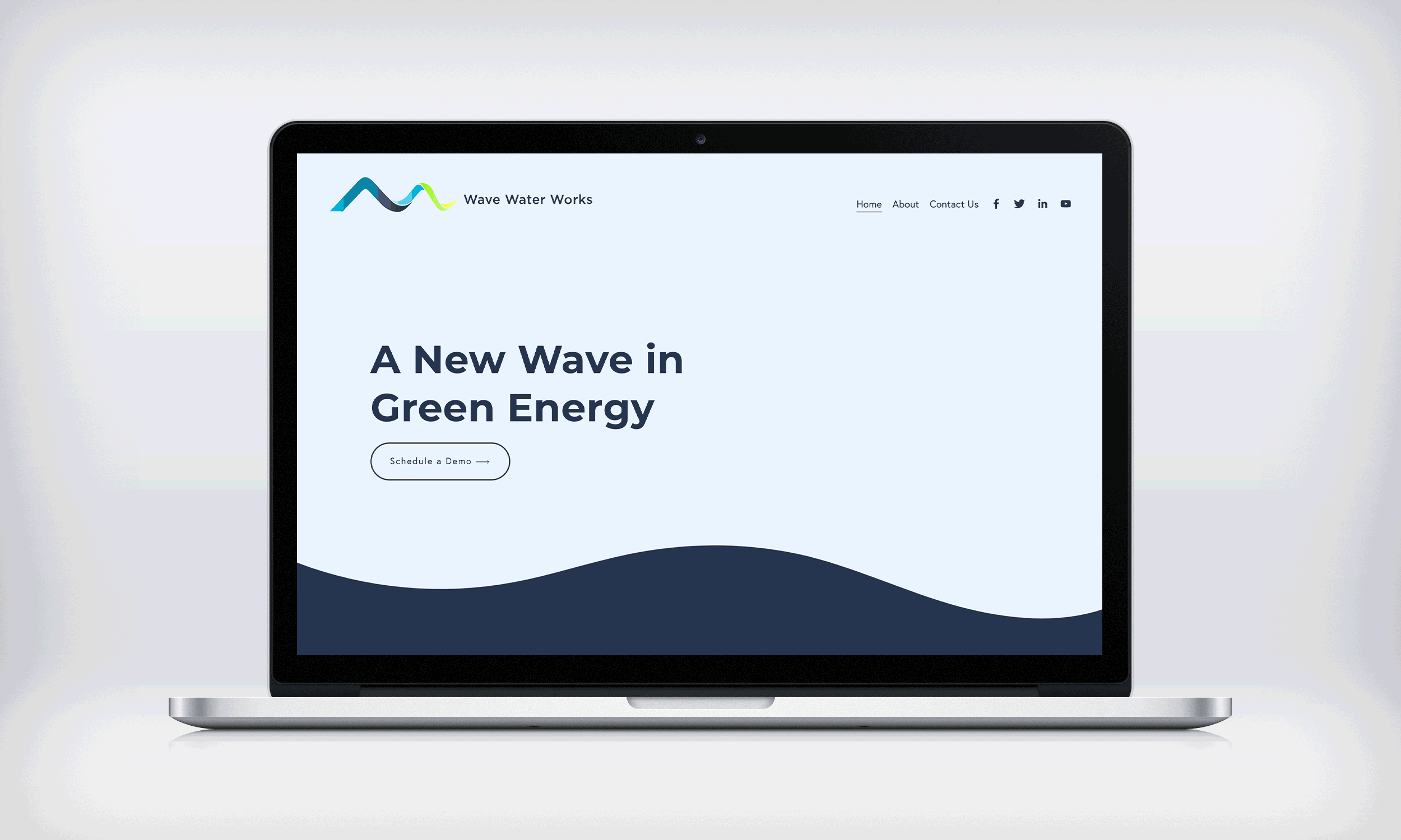 Web design of home, about, and contact pages