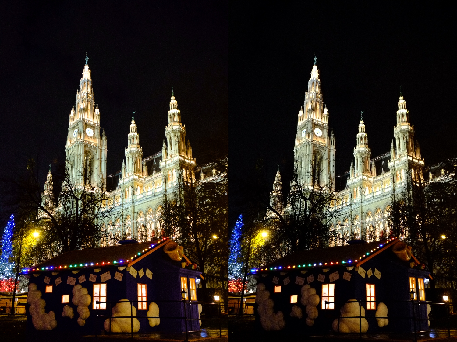 Links: JPEG aus RAW mit LR; Rechts: JPEG direkt aus Kamera; Fuji X-Pro 1 mit XF 10-24mm @ 24mm; 1/15sec; F/4.0; ISO 6400