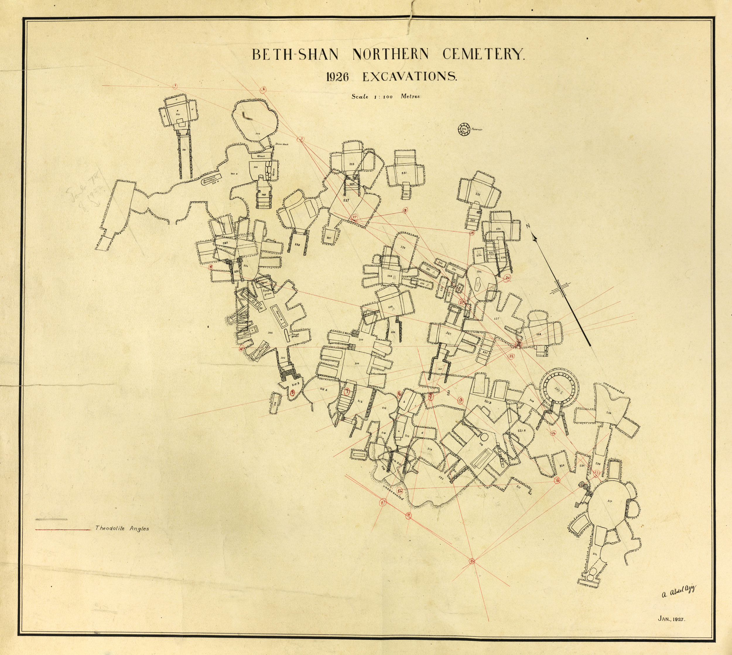 Plan of tombs excavated in 1926.