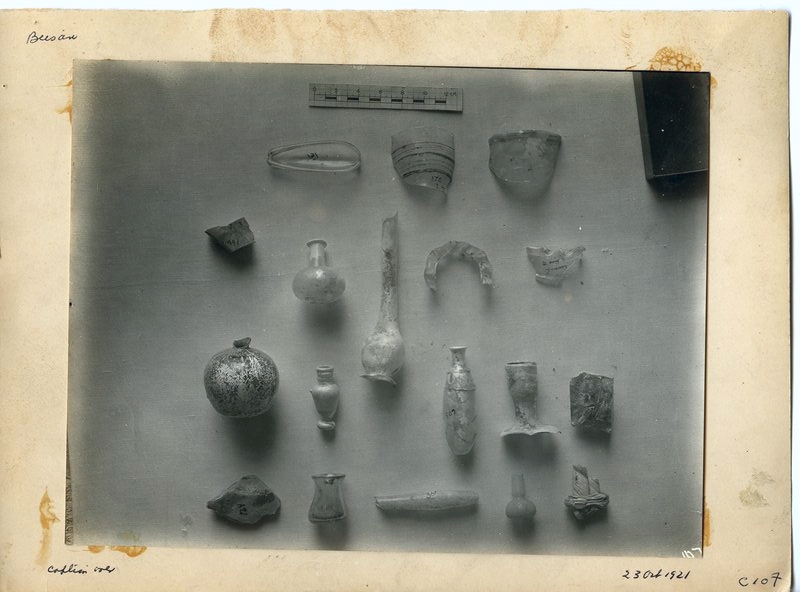 Glass fragments from Tel, Levels I and II.
