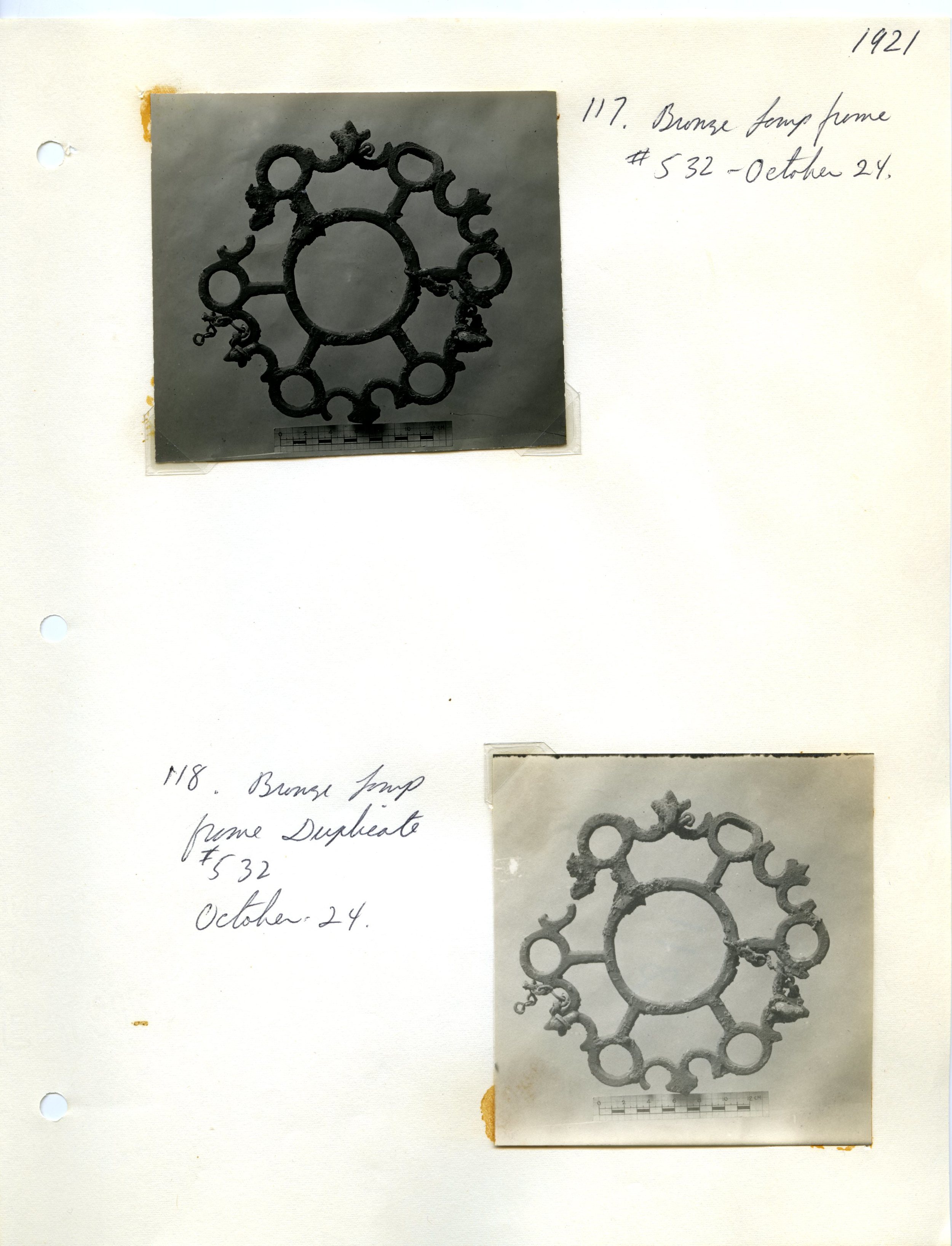 Excavation Notes and Photographs of Two Polycandela