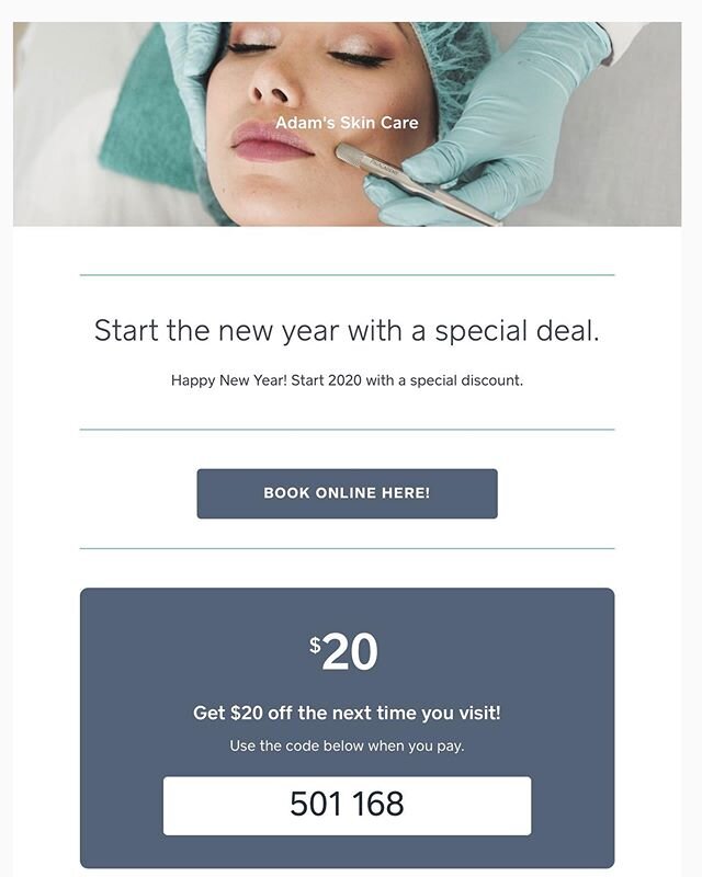 Enjoy $20 off in 2020 at Adams Skin Care! Book your appointment online now, just click the button below. #skincare #beauty #skincareroutine #skin #makeup #medspa #antiaging #mesothearpy #dermapen #microneedling #fractionalskinresurfacing #chemcialpee