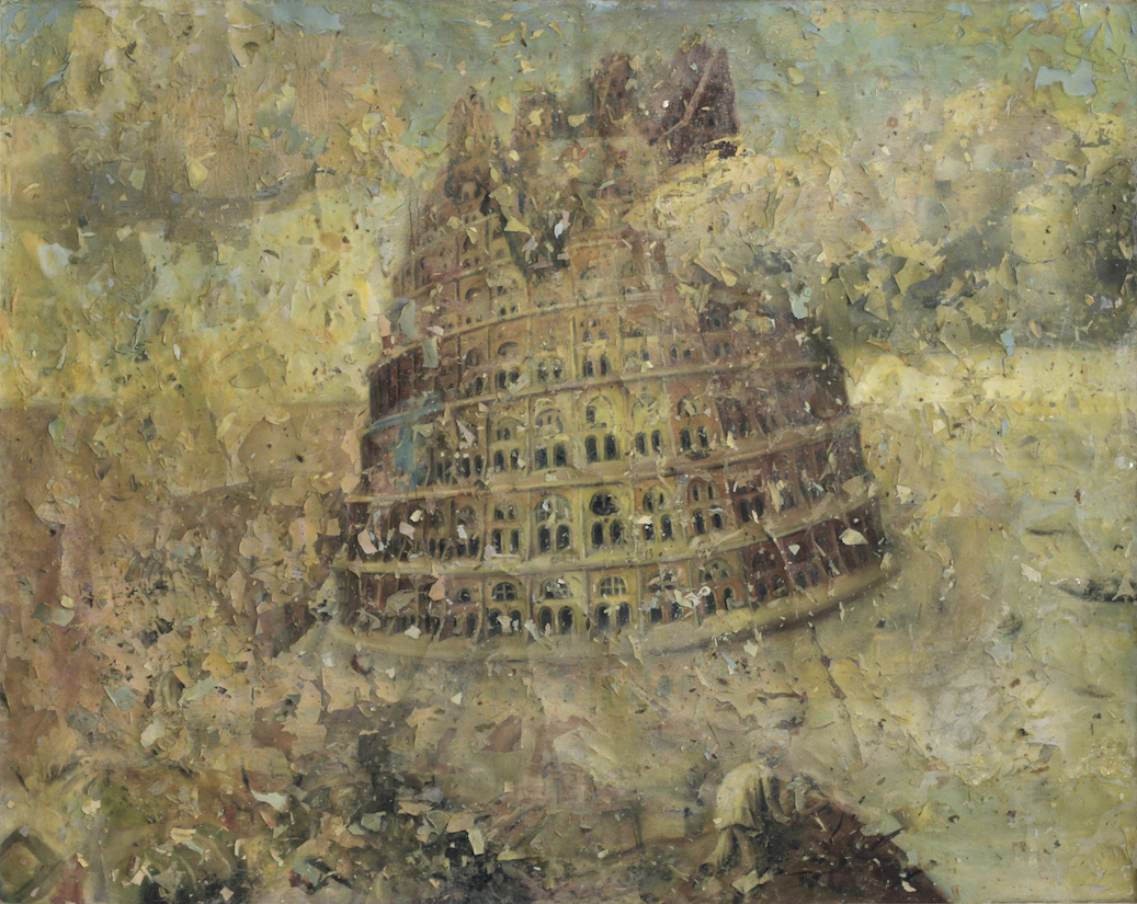   Tower of Babel (after Bruegel), &nbsp;2015  Mixed media, wood glue and oil on canvas&nbsp;  24" x 30" 