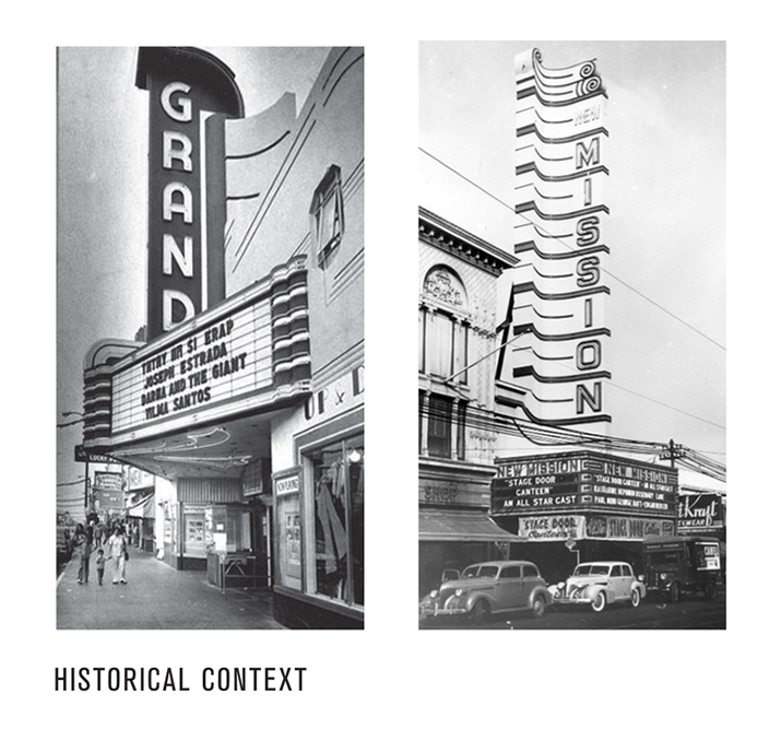  The top of building's design echoes many of the historic movie theater signs of the Mission District. 