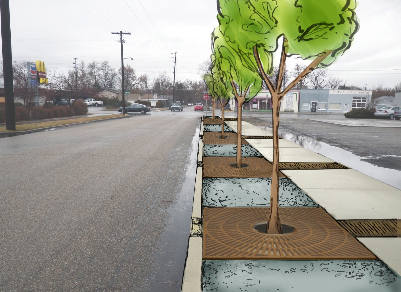 25th Street with GSI installation Credit - Ada County Highway District (ACHD)