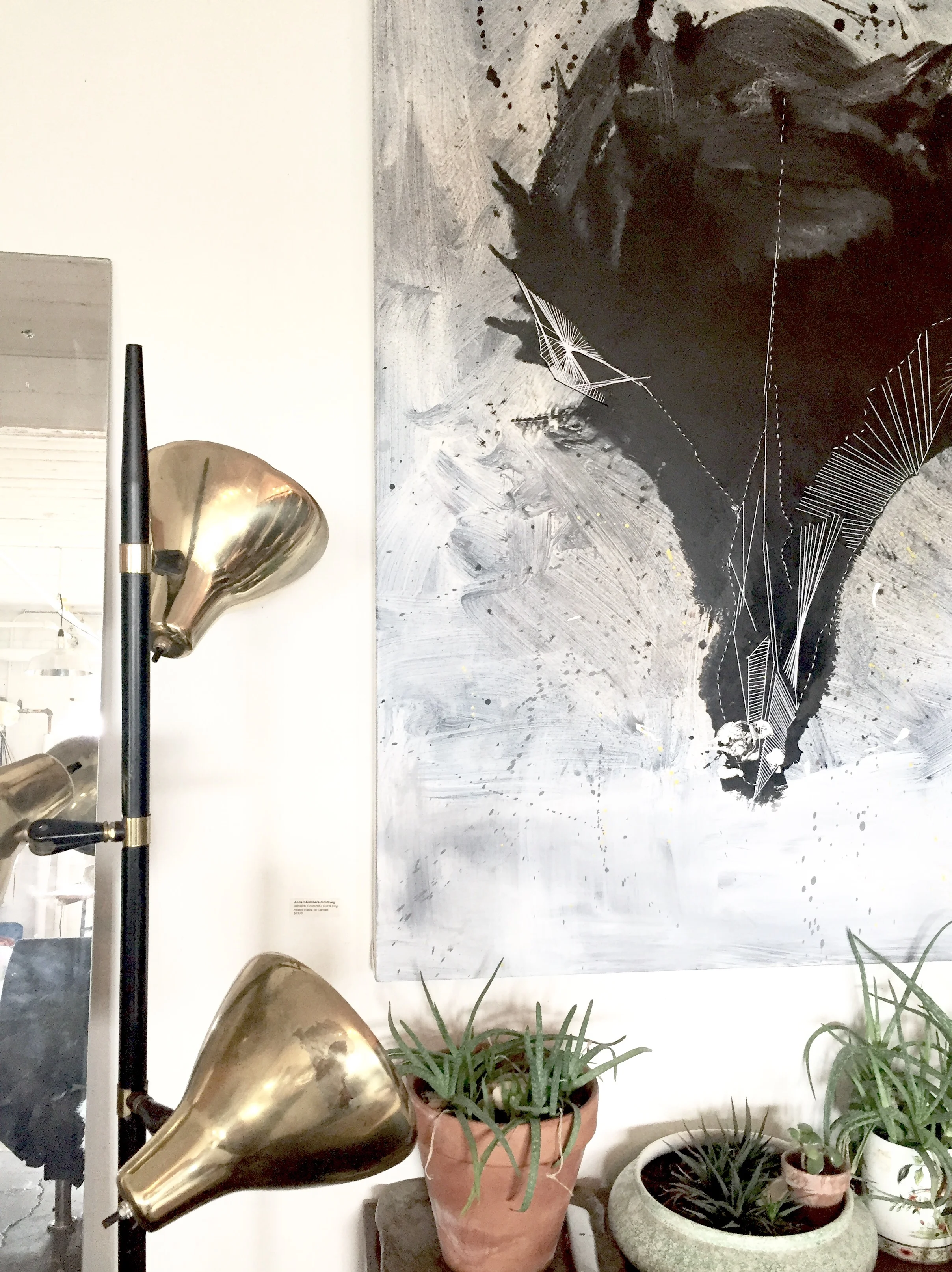"Black Dog" by Anna Chambers-Goldberg mixed media on canvas 2015